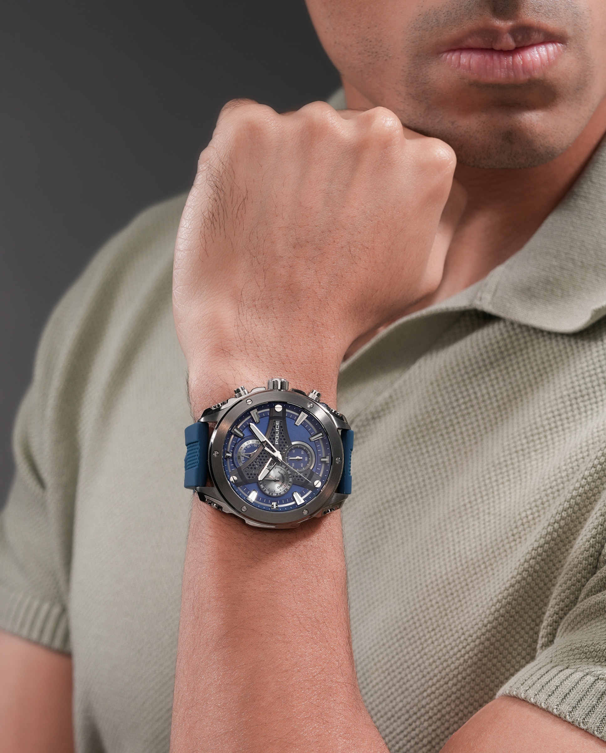 Reloj de hombre wyvern pewgo0093002 de silicona y correa - Police - Azul Azul-3