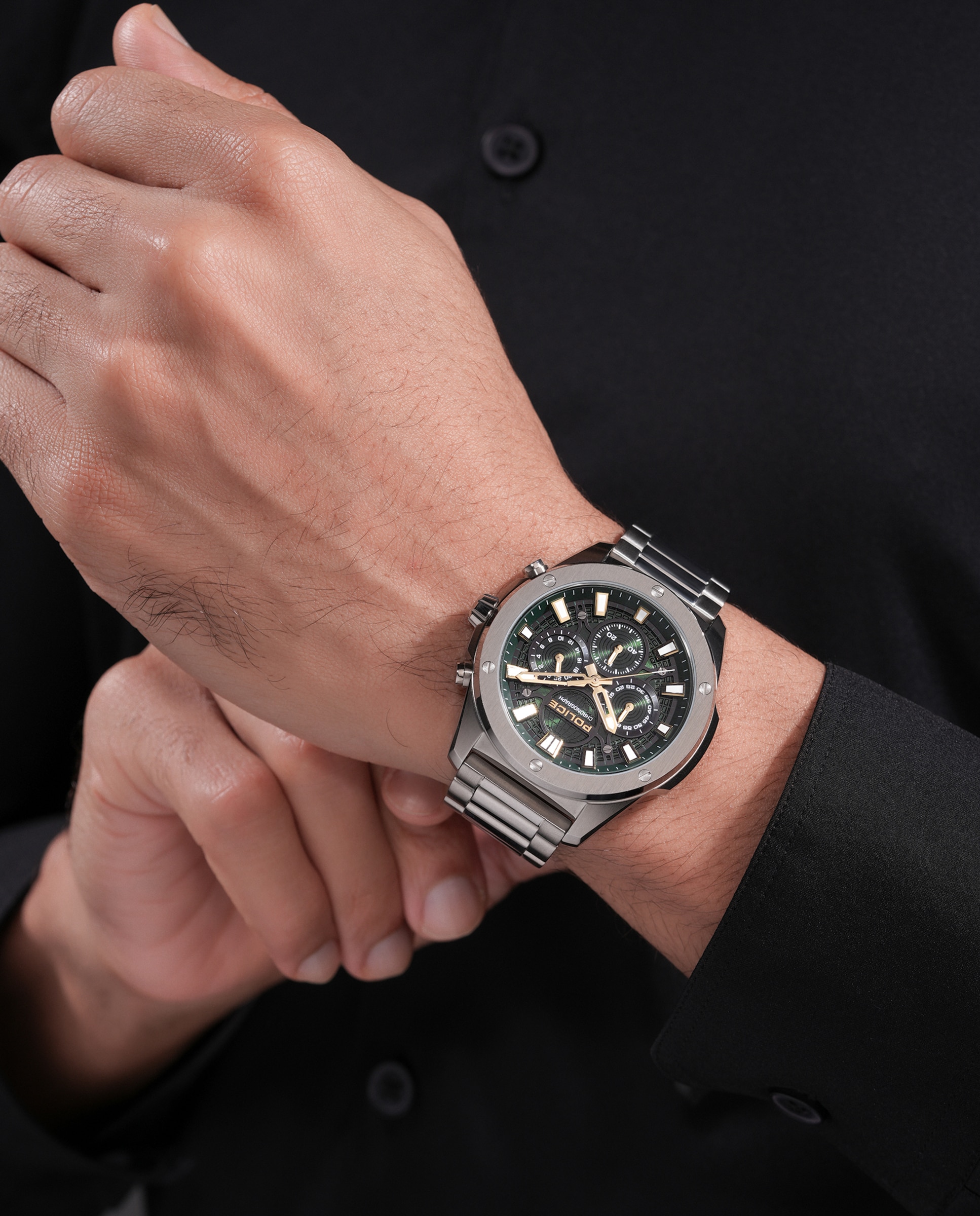 Reloj analógico de hombre moonstrike pewgk0093101 de acero y correa plateada - Police - Plata Plata-3
