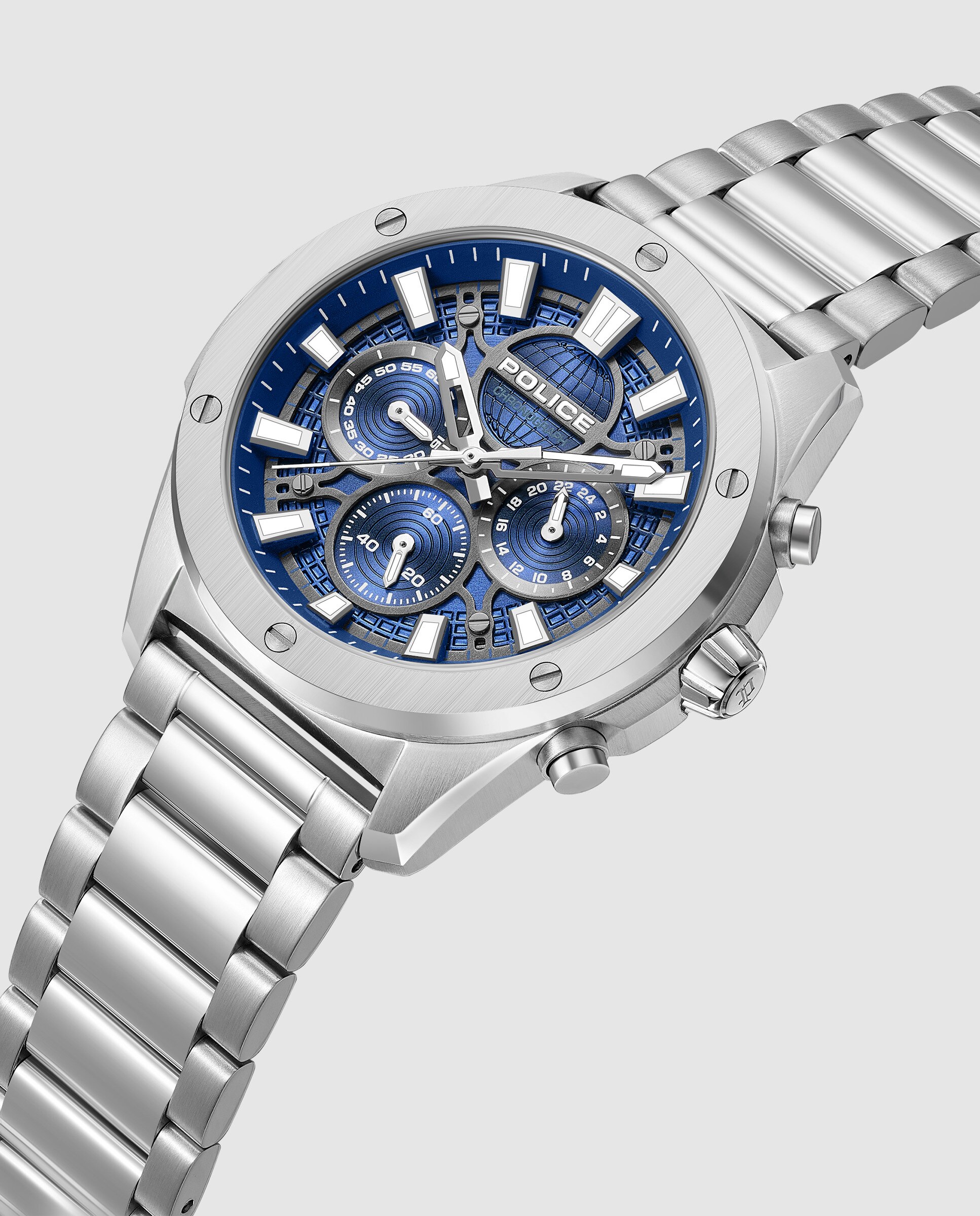 Reloj analógico de hombre moonstrike pewgk0093102 de acero y correa plateada - Police - Plata Plata-4