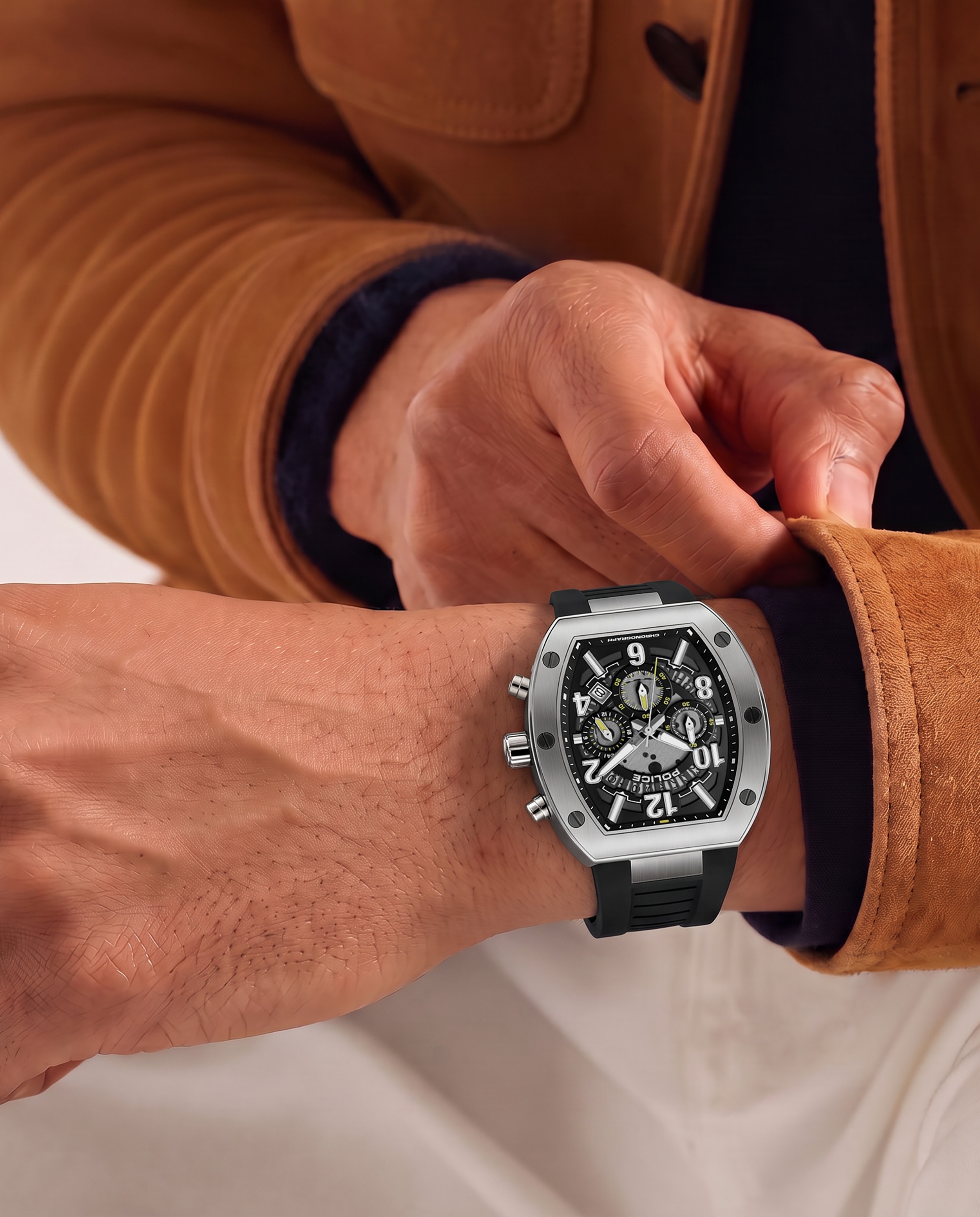 Imagen 3 de Reloj de hombre meidan pewgo0000502 de silicona - Police - Negro Negro