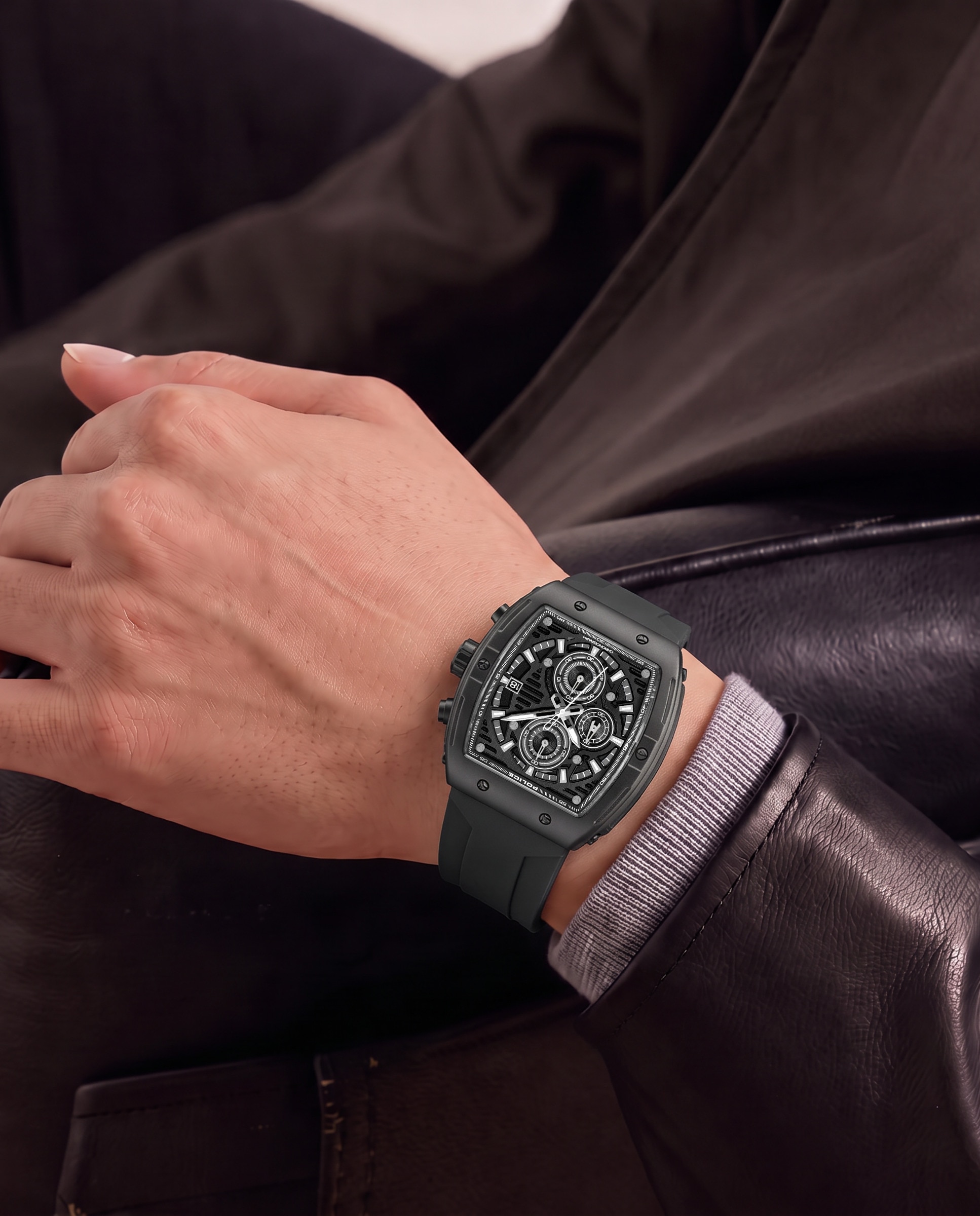 Imagen 3 de Reloj de hombre connector pewgo0000702 de silicona - Police - Negro Negro