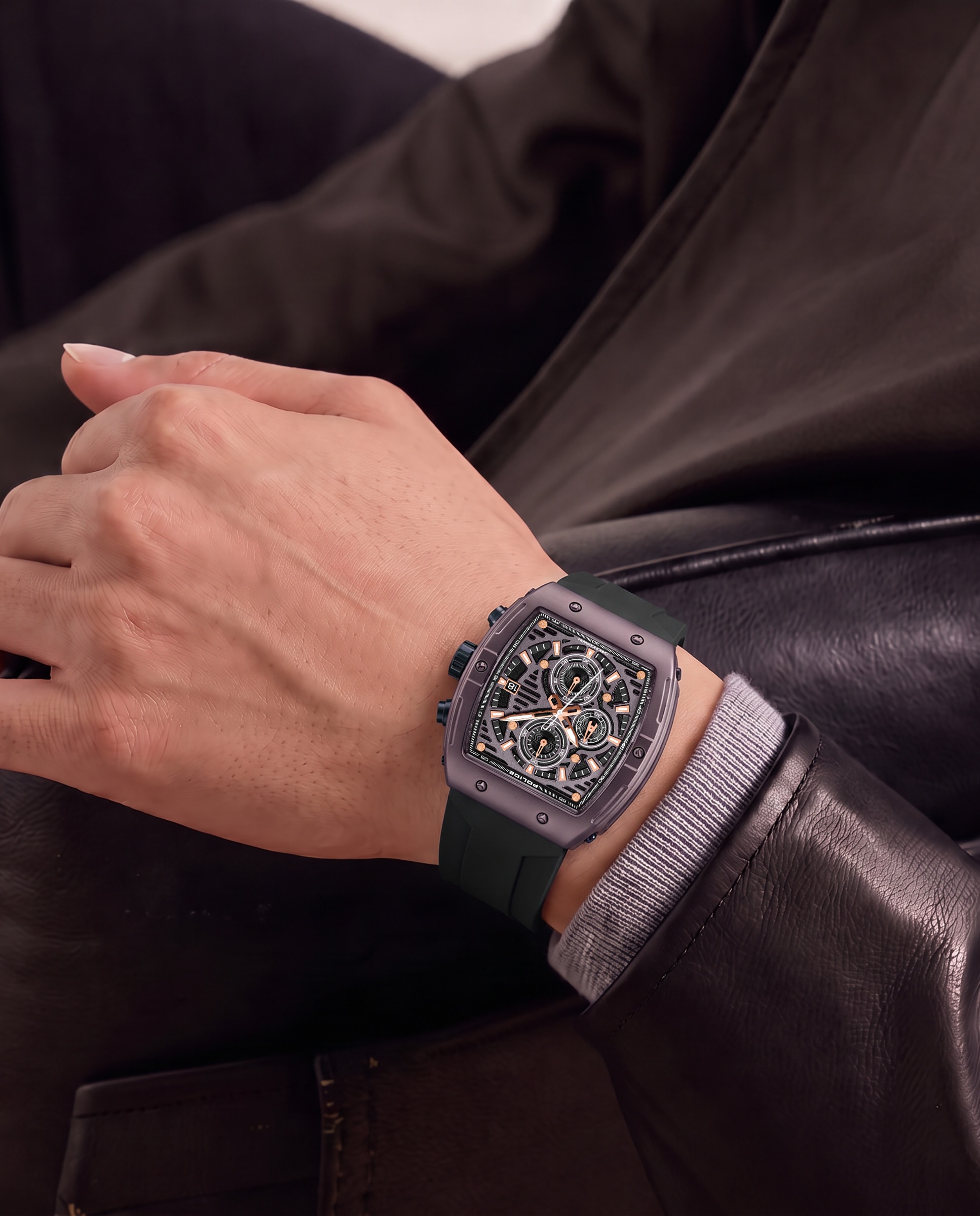 Imagen 3 de Reloj de hombre connector pewgo0000703 de silicona - Police - Negro Negro