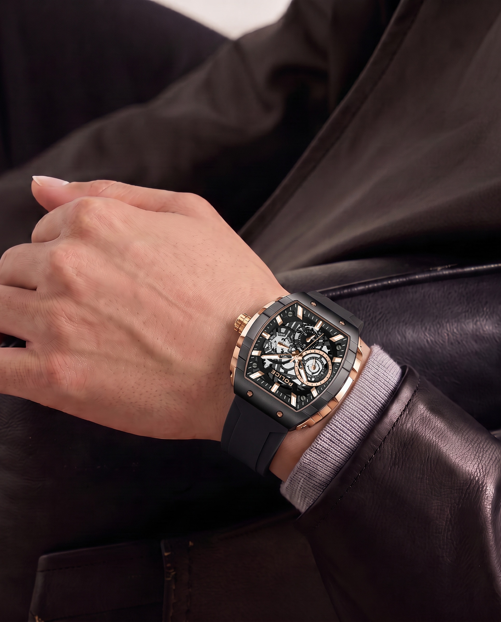 Imagen 3 de Reloj de hombre flash pewgq0063006 de silicona - Police - Negro Negro