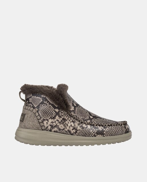 Imagen 0 de Botines de mujer de mezcla de lana con estampado pitón marrón