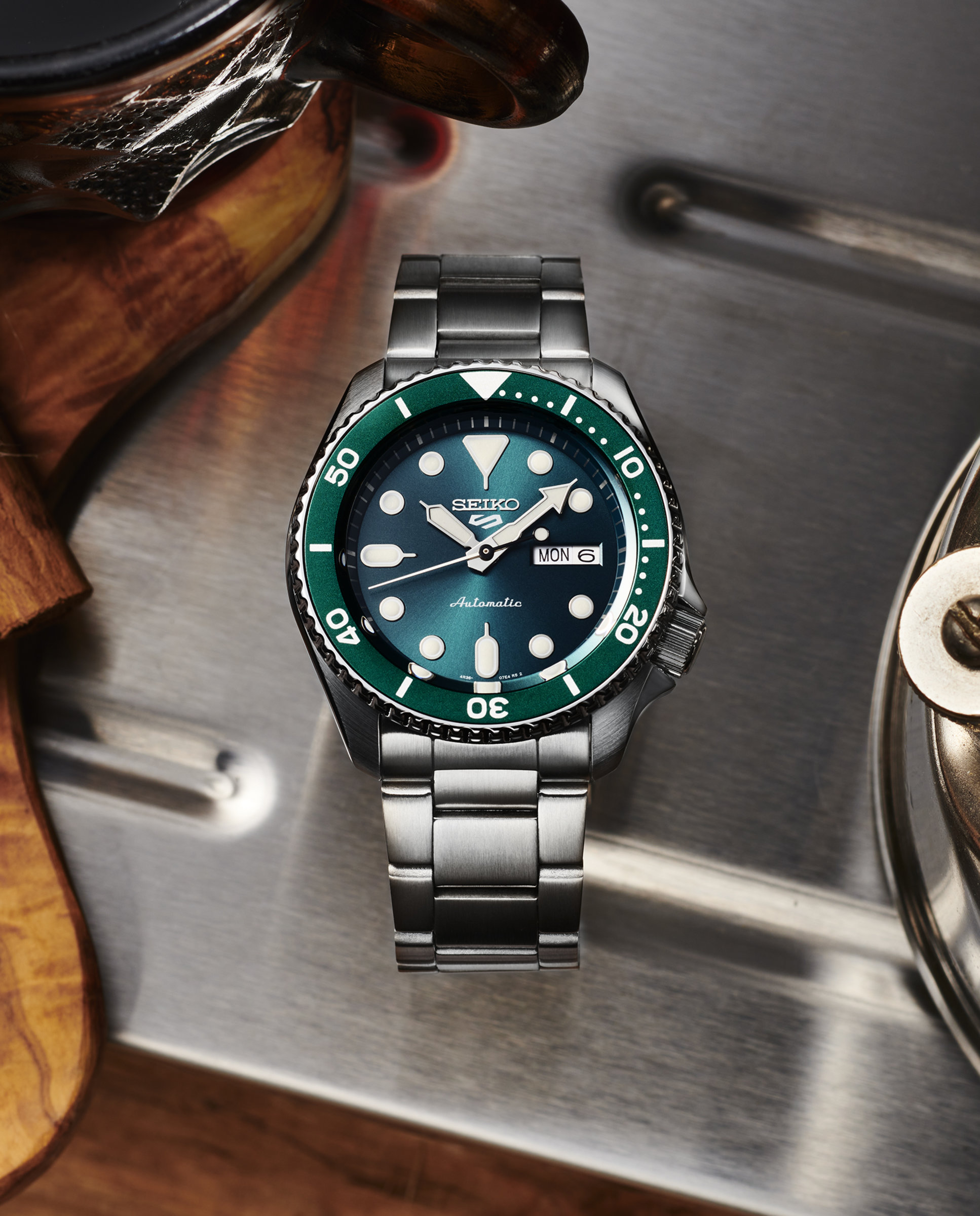 Reloj de hombre 5 sports srpd61k1 automático de acero y correa plateada - Plata Plata-4