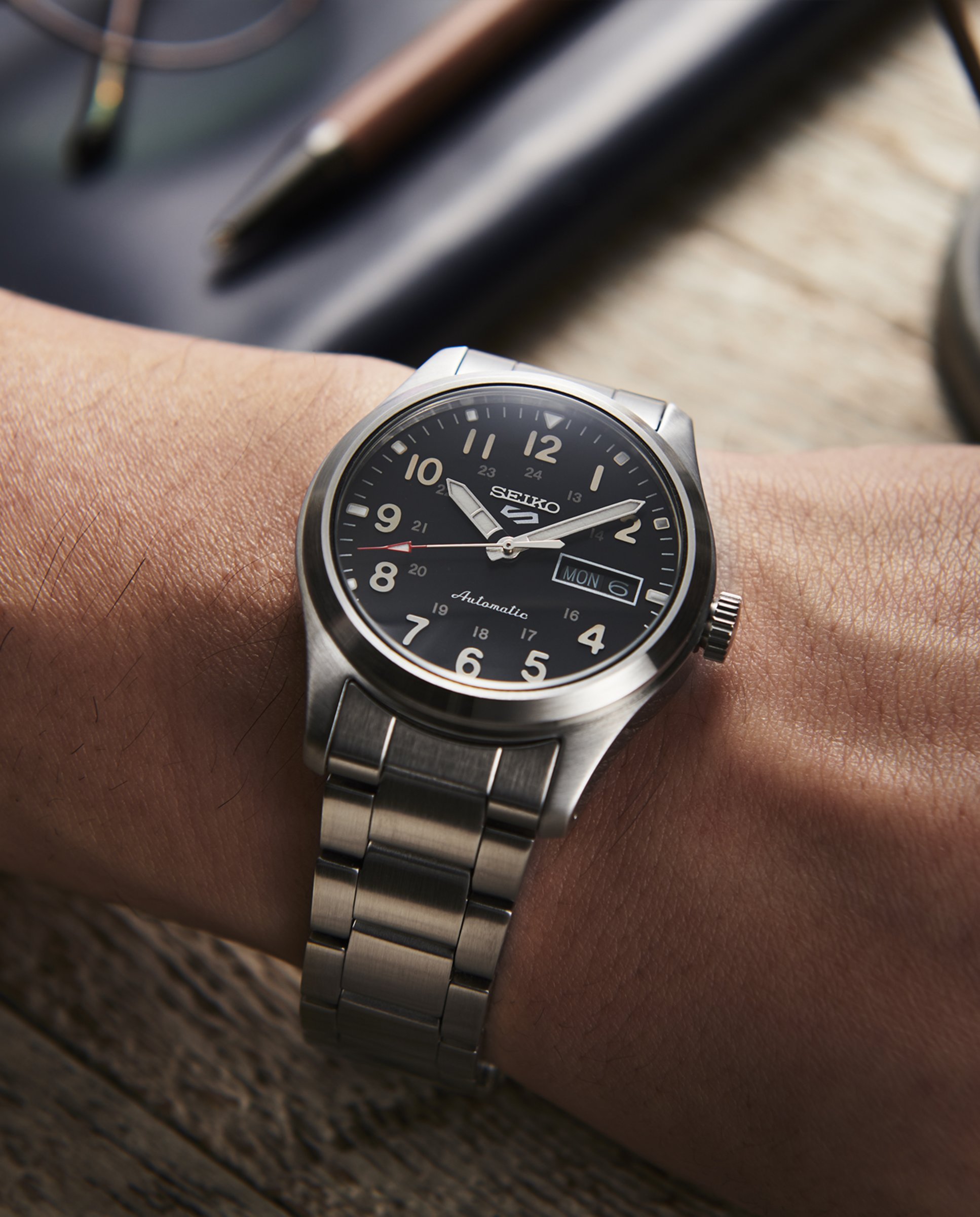 Reloj de hombre 5 sports srpg27k1 automático de acero y correa plateada - Seiko - Plata Plata-4