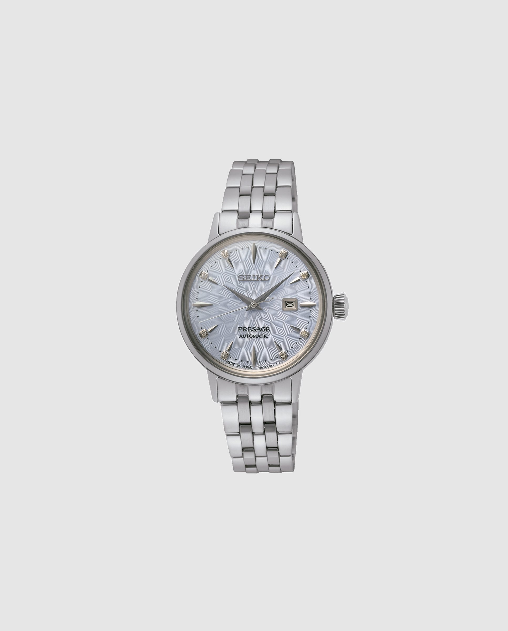 Imagen 0 de Reloj de mujer presage sre007j1 automático de acero y correa plateada Plata