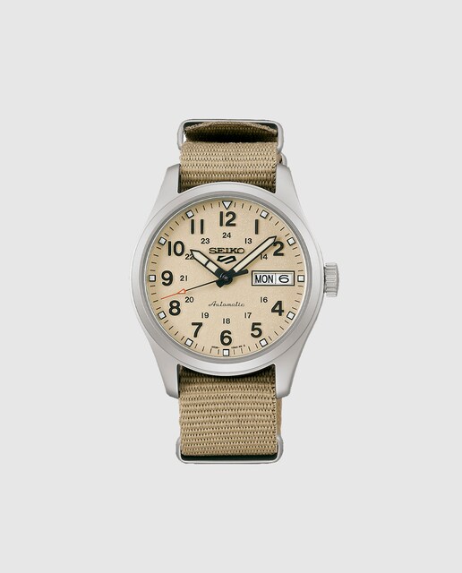 Imagen 0 de Reloj de hombre 5 sports SRPJ83K1 automático de nylon y correa beige