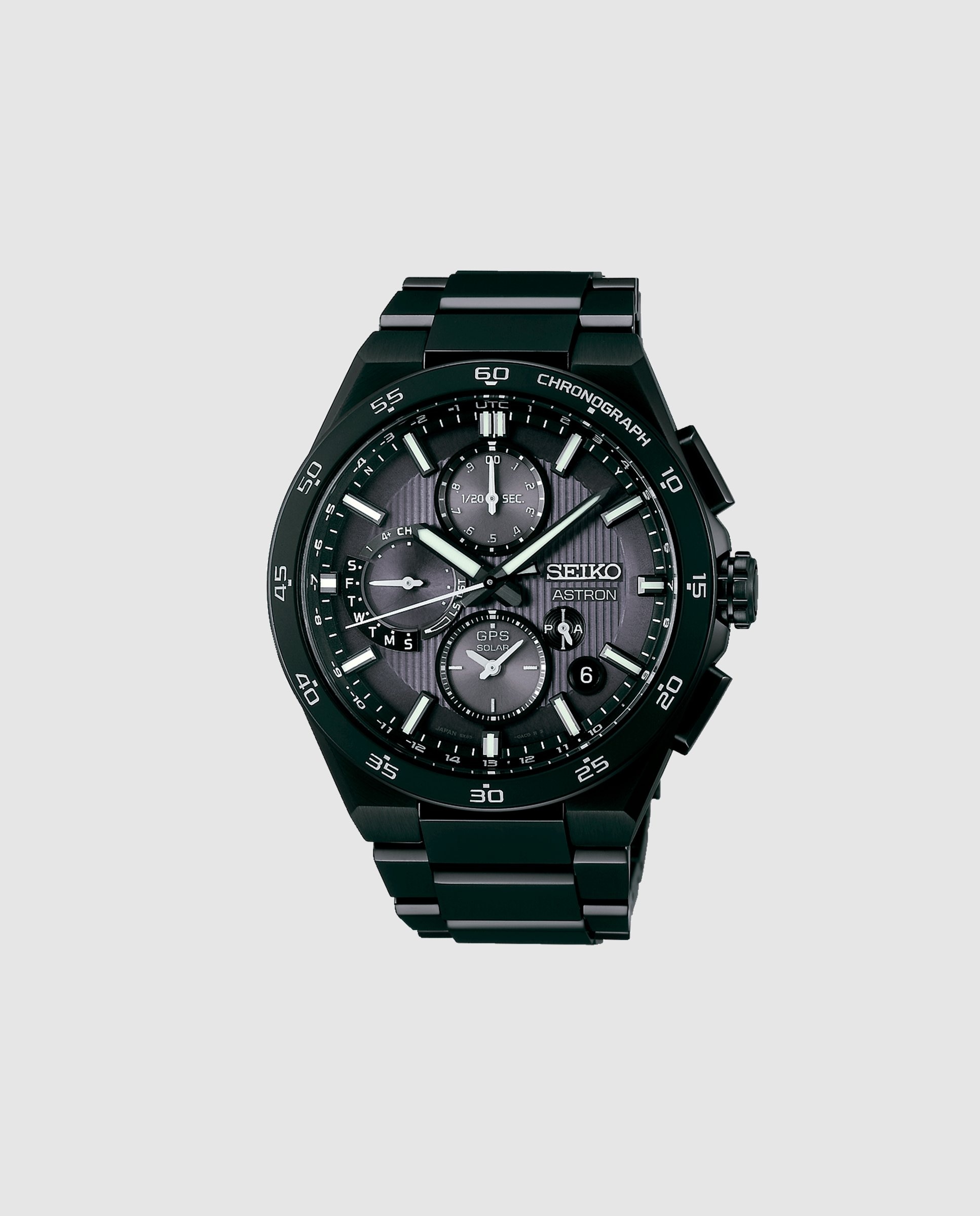Imagen 0 de Reloj de hombre astron ssh155j1 de titanio y correa negra Plata