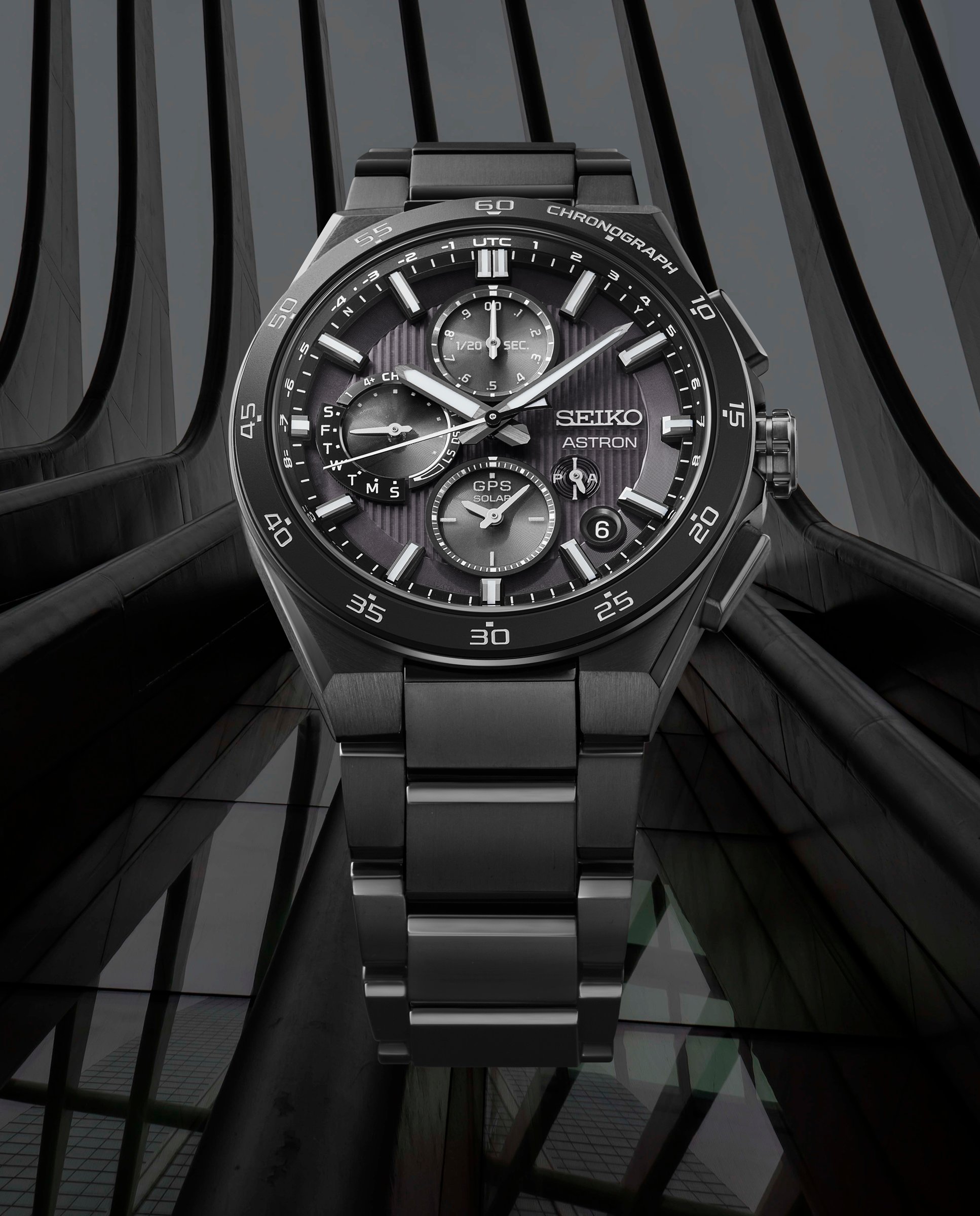 Reloj de hombre astron ssh155j1 de titanio y correa negra - Seiko - Plata Plata-4