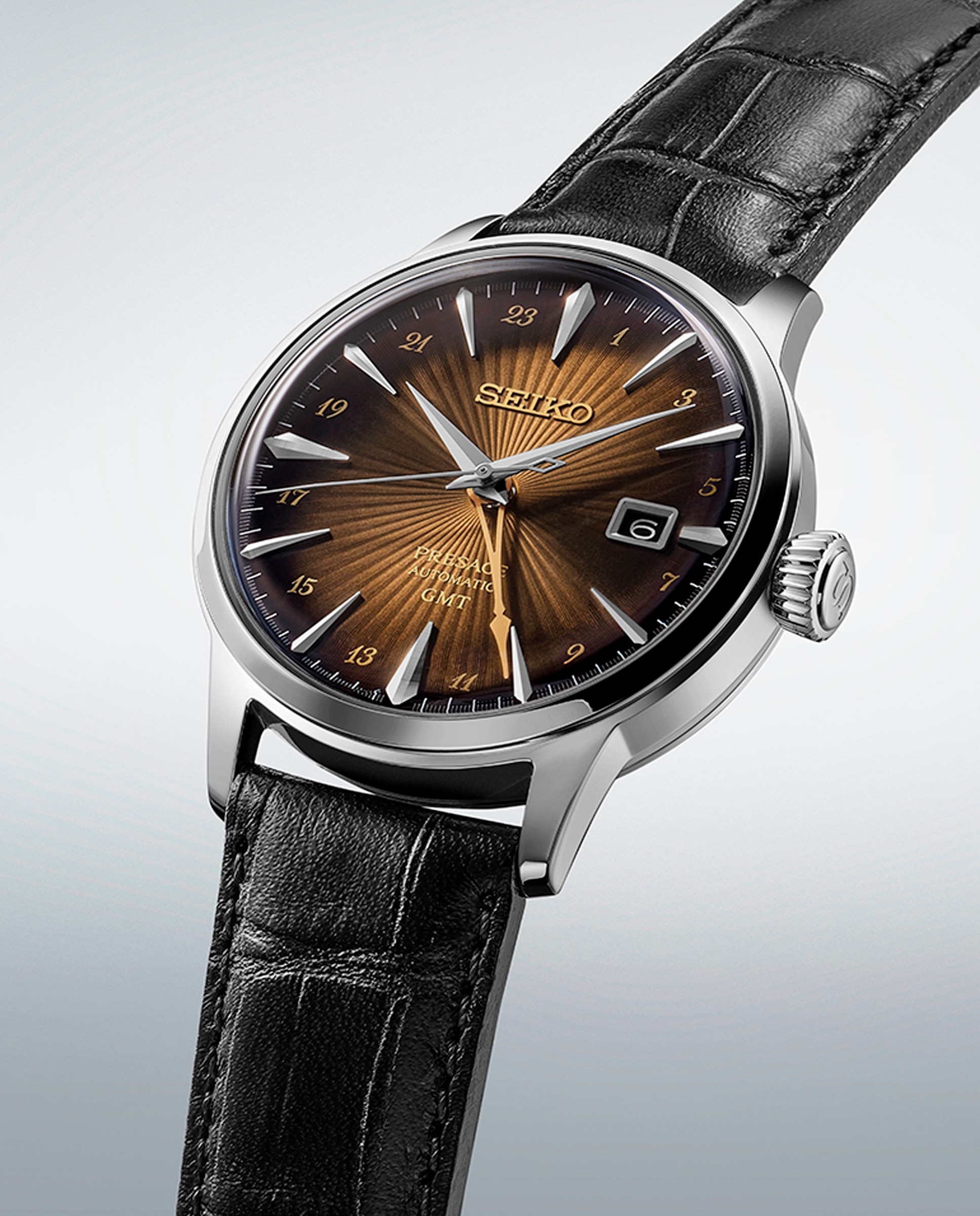Reloj de hombre presage ssk039j1 automático de piel y correa negra Negro Seiko Negro-3