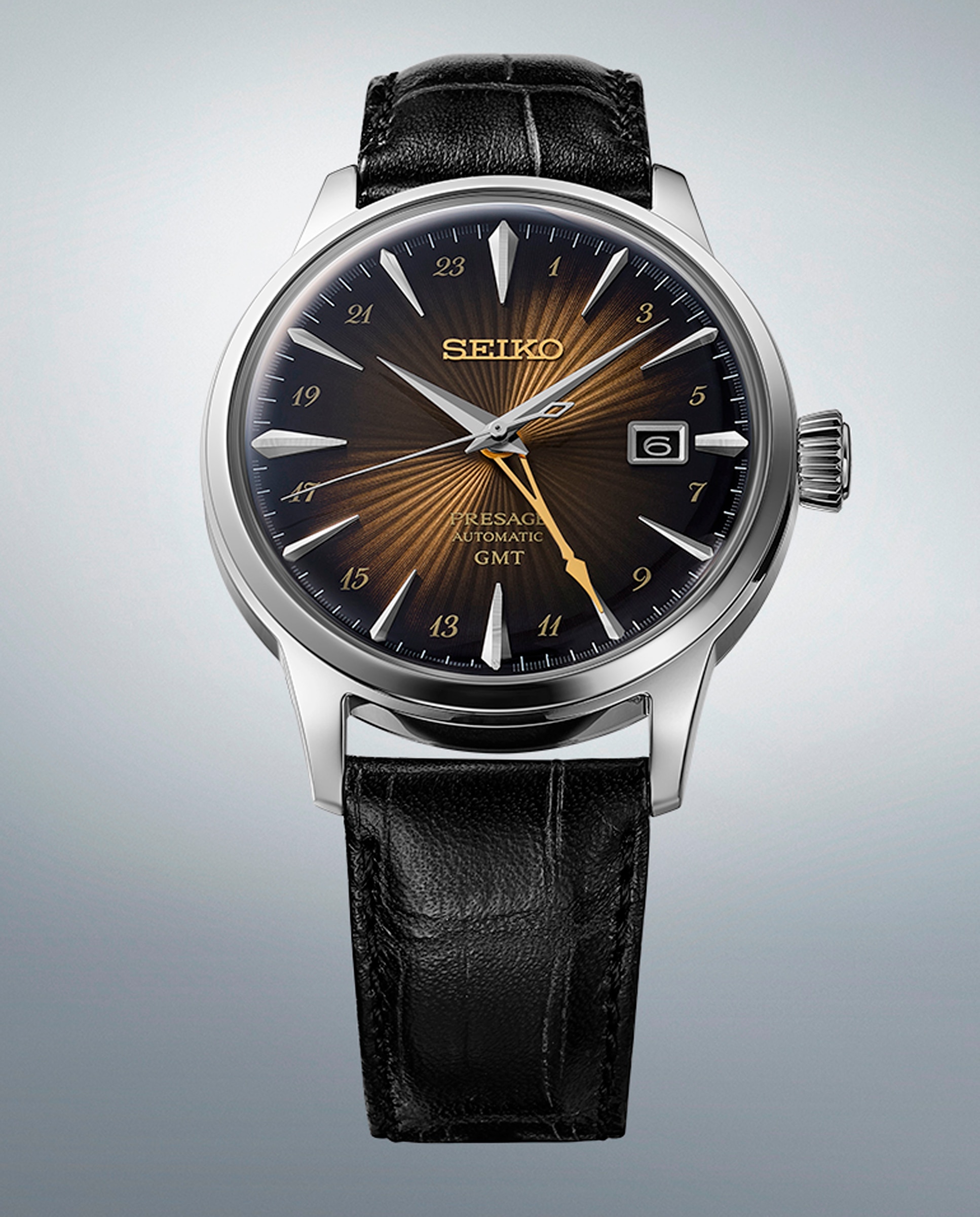 Reloj de hombre presage ssk039j1 automático de piel y correa negra Negro Seiko Negro-4
