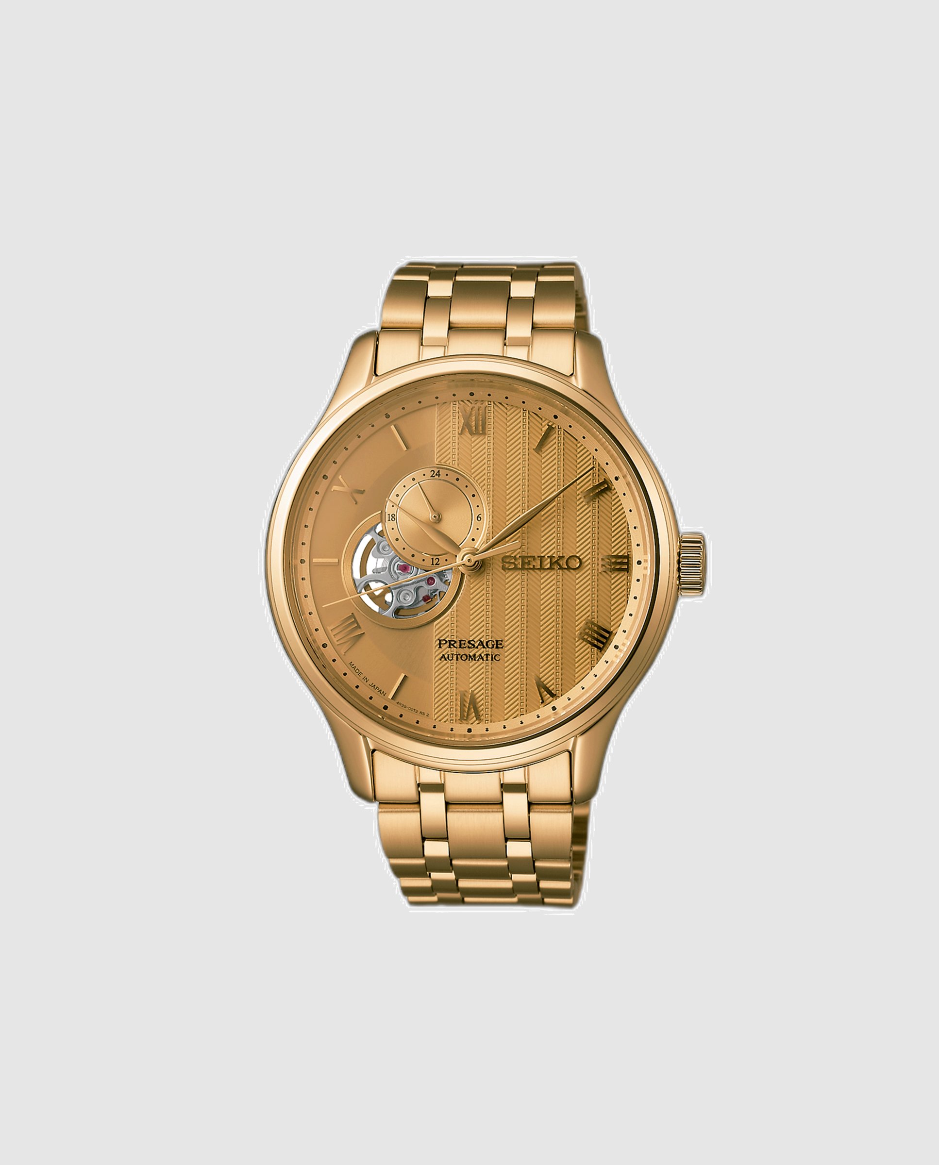 Imagen 0 de Reloj de hombre presage ssa468j1 automático de acero y correa dorada Plata