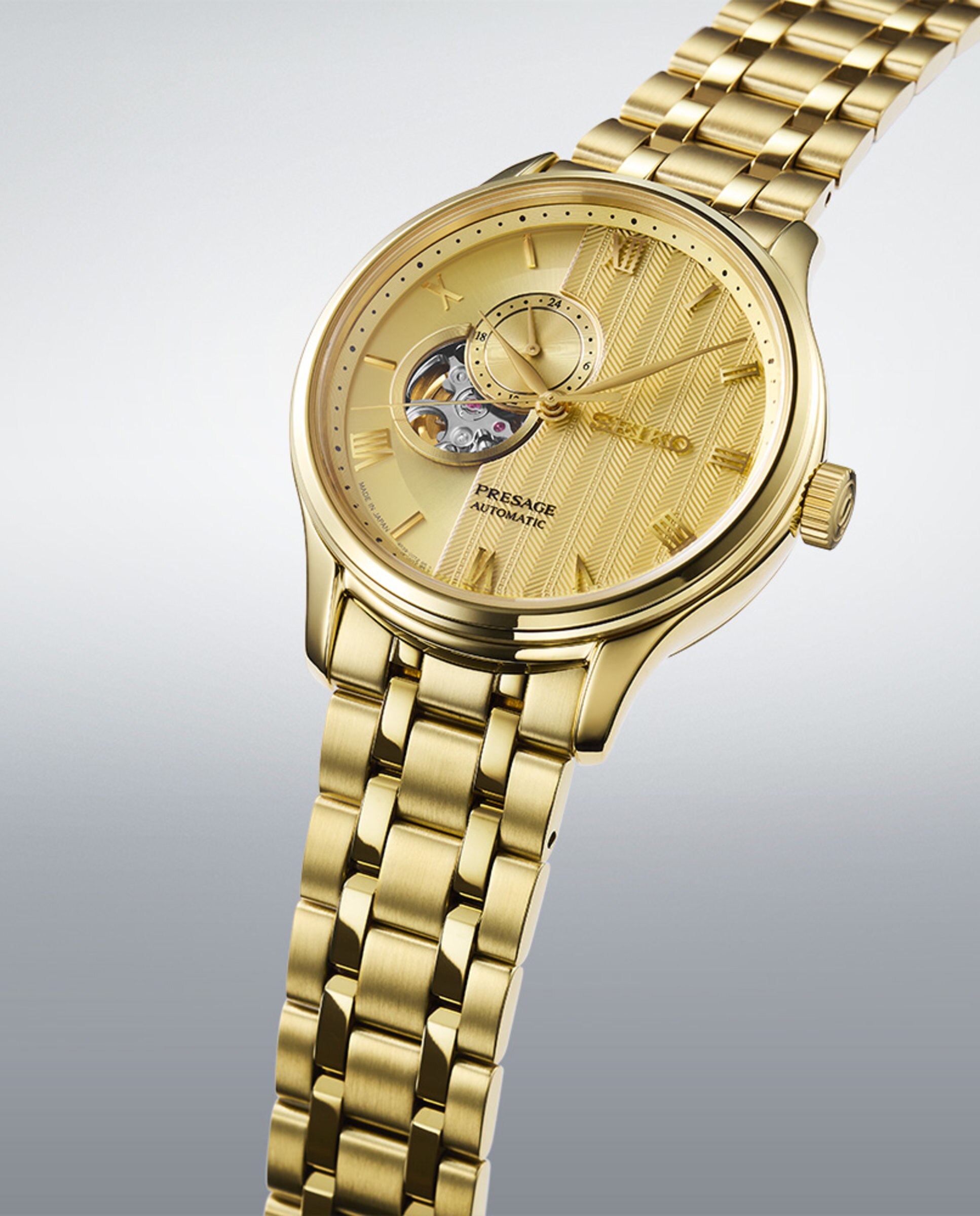 Reloj de hombre presage ssa468j1 automático de acero y correa dorada - Seiko - Plata Plata-3