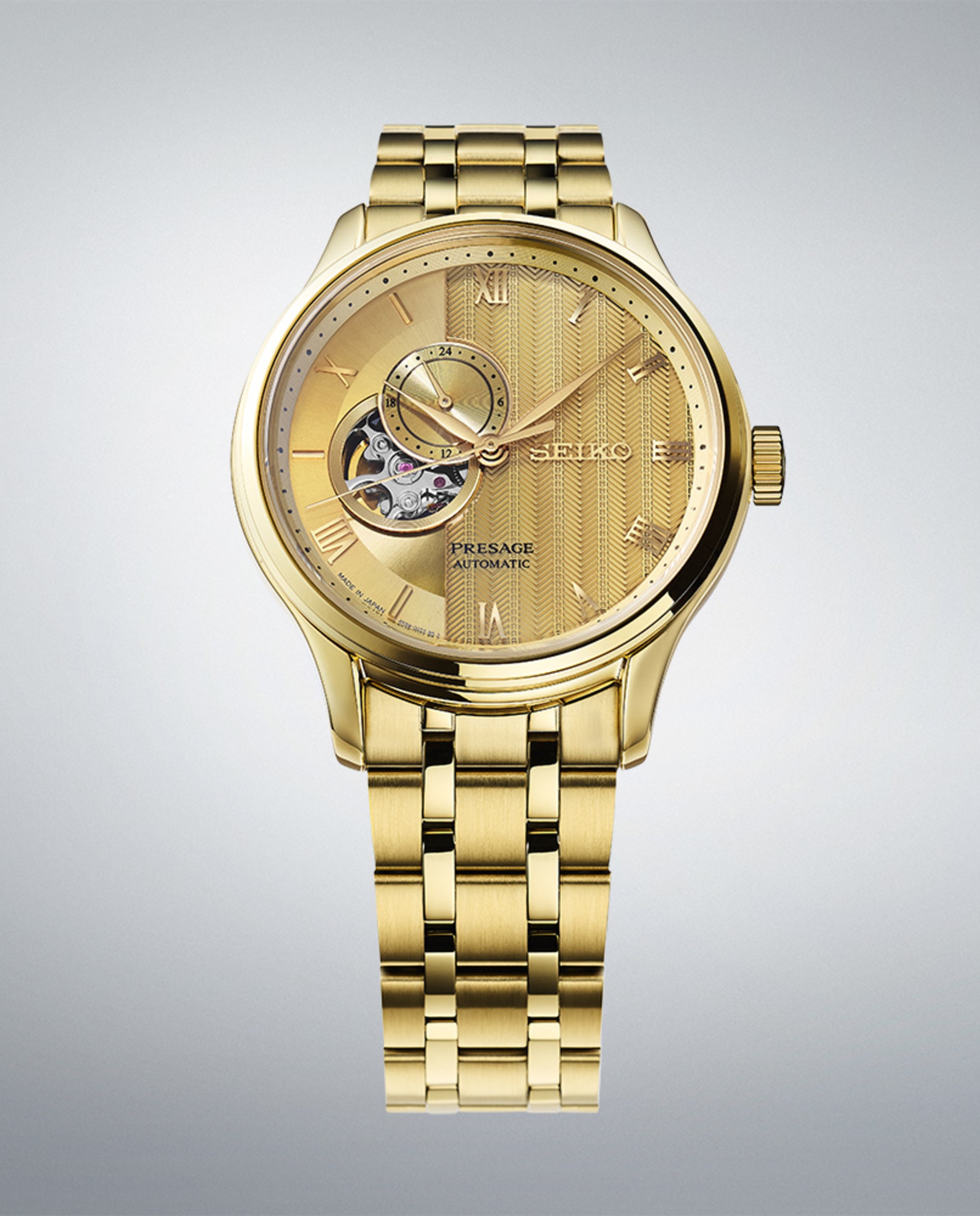 Reloj de hombre presage ssa468j1 automático de acero y correa dorada - Seiko - Plata Plata-4