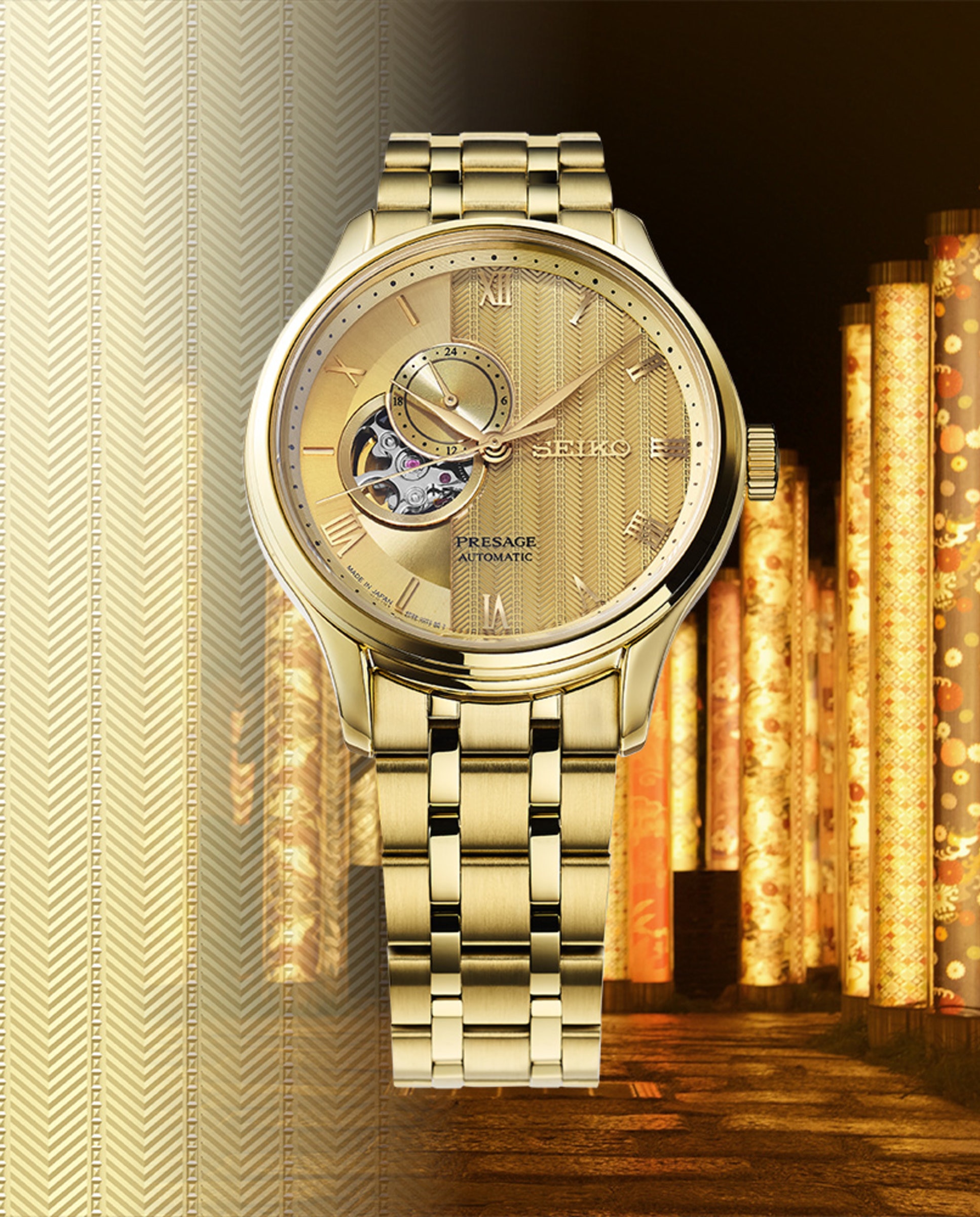 Reloj de hombre presage ssa468j1 automático de acero y correa dorada - Seiko - Plata Plata-5