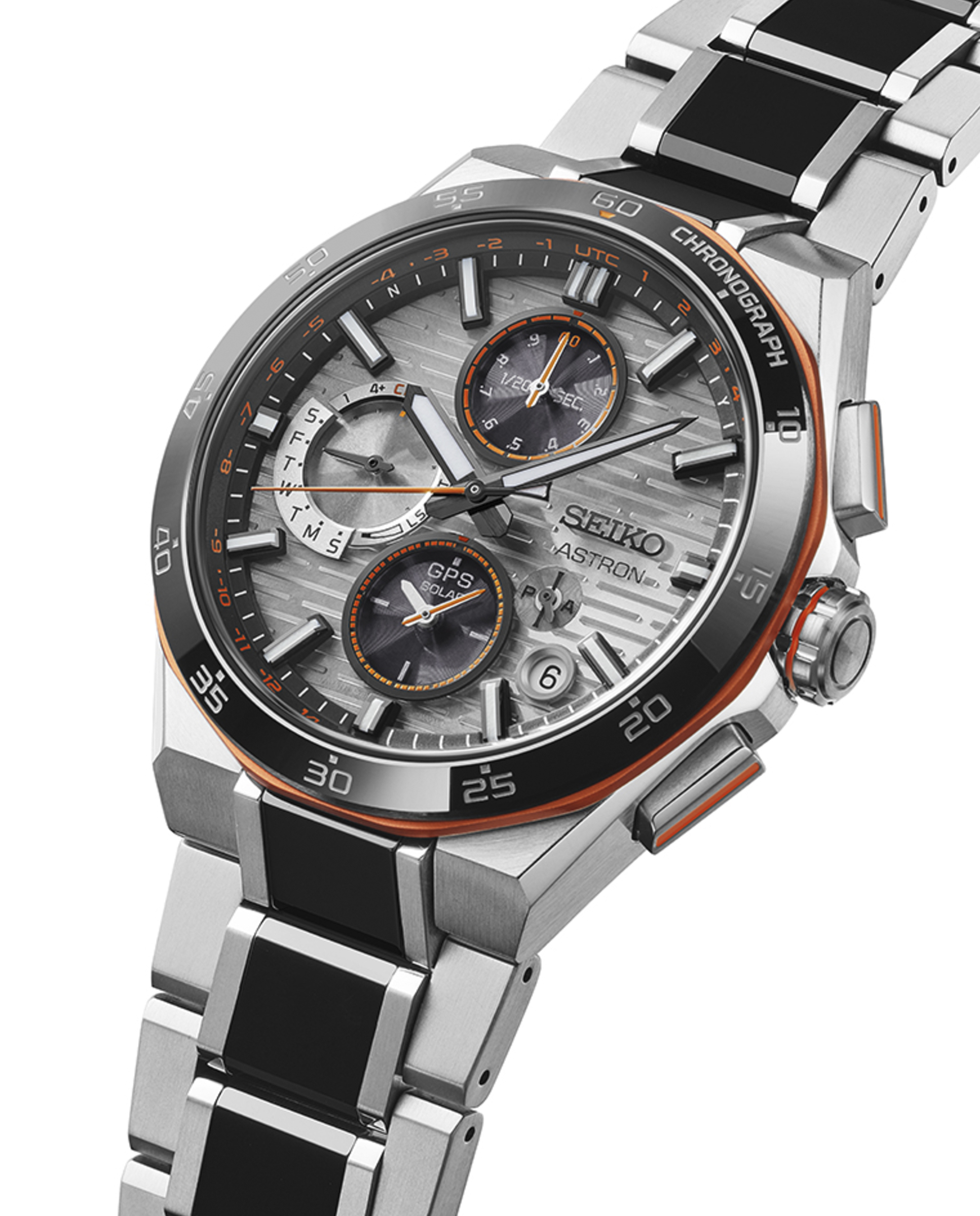 Reloj de hombre Astron SSH183J1 de titanio y correa plateada Plata-3
