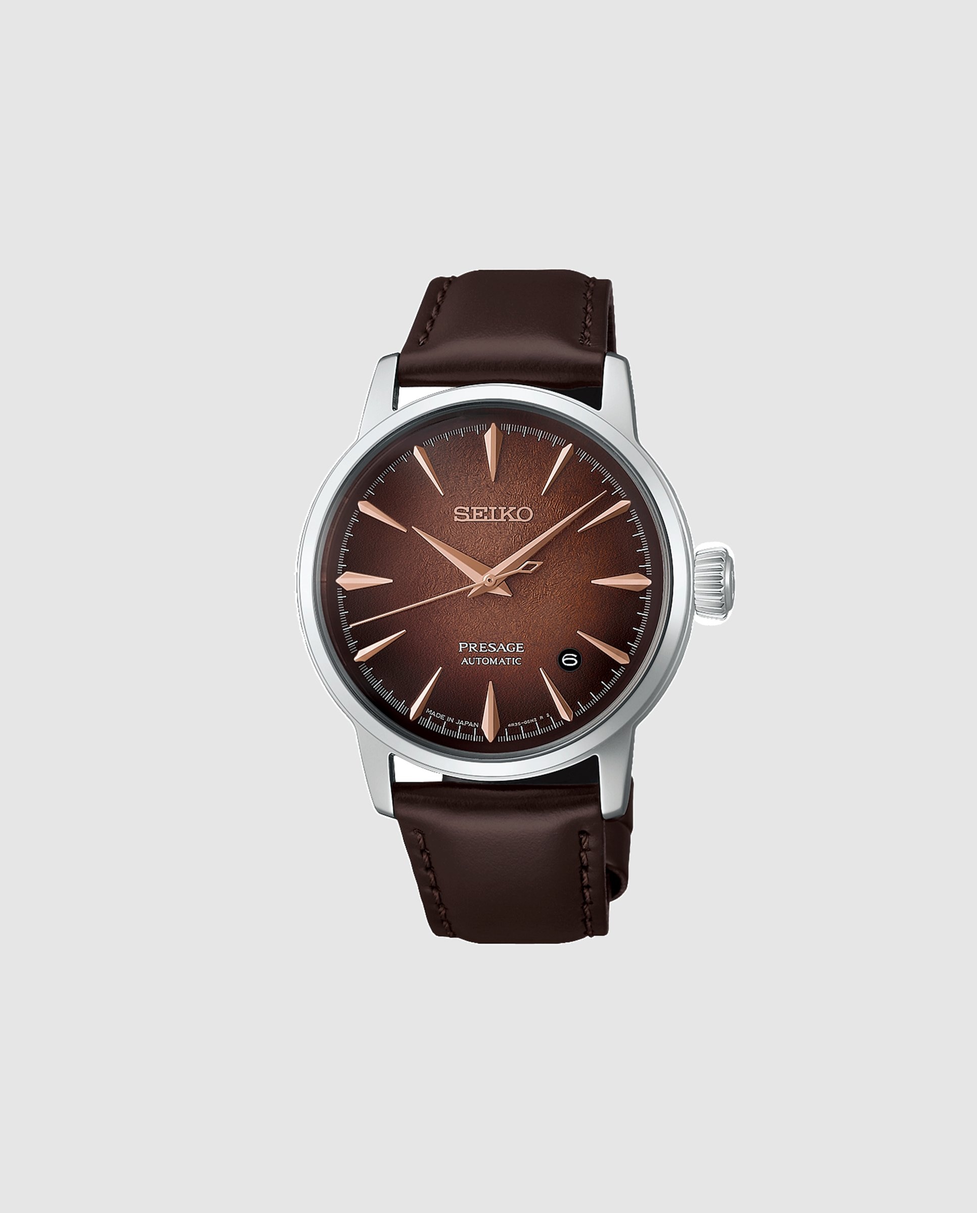 Reloj de hombre presage hcb003j1 automático de piel y correa - Seiko - Marrón Marrón-1