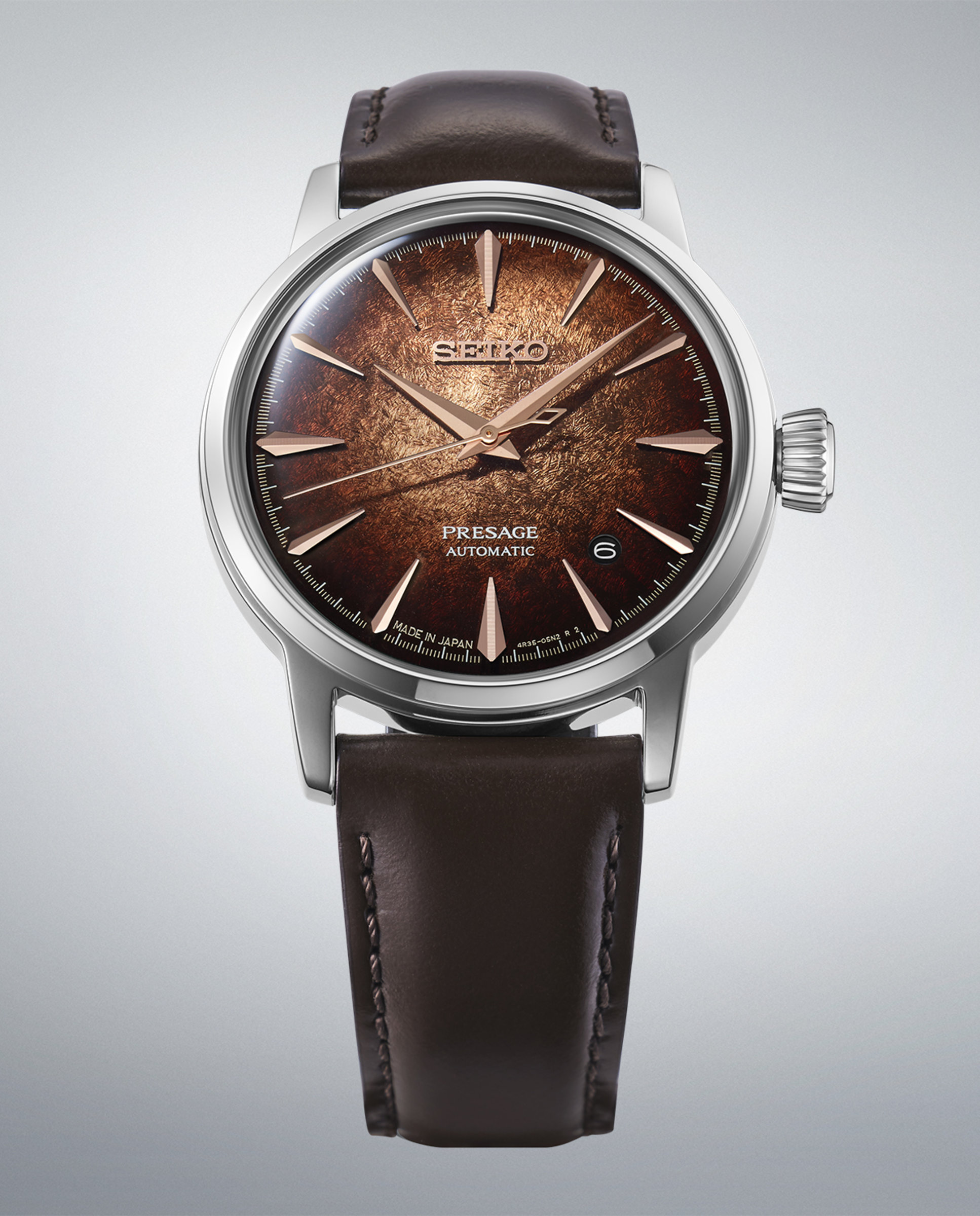 Reloj de hombre presage hcb003j1 automático de piel y correa - Seiko - Marrón Marrón-3