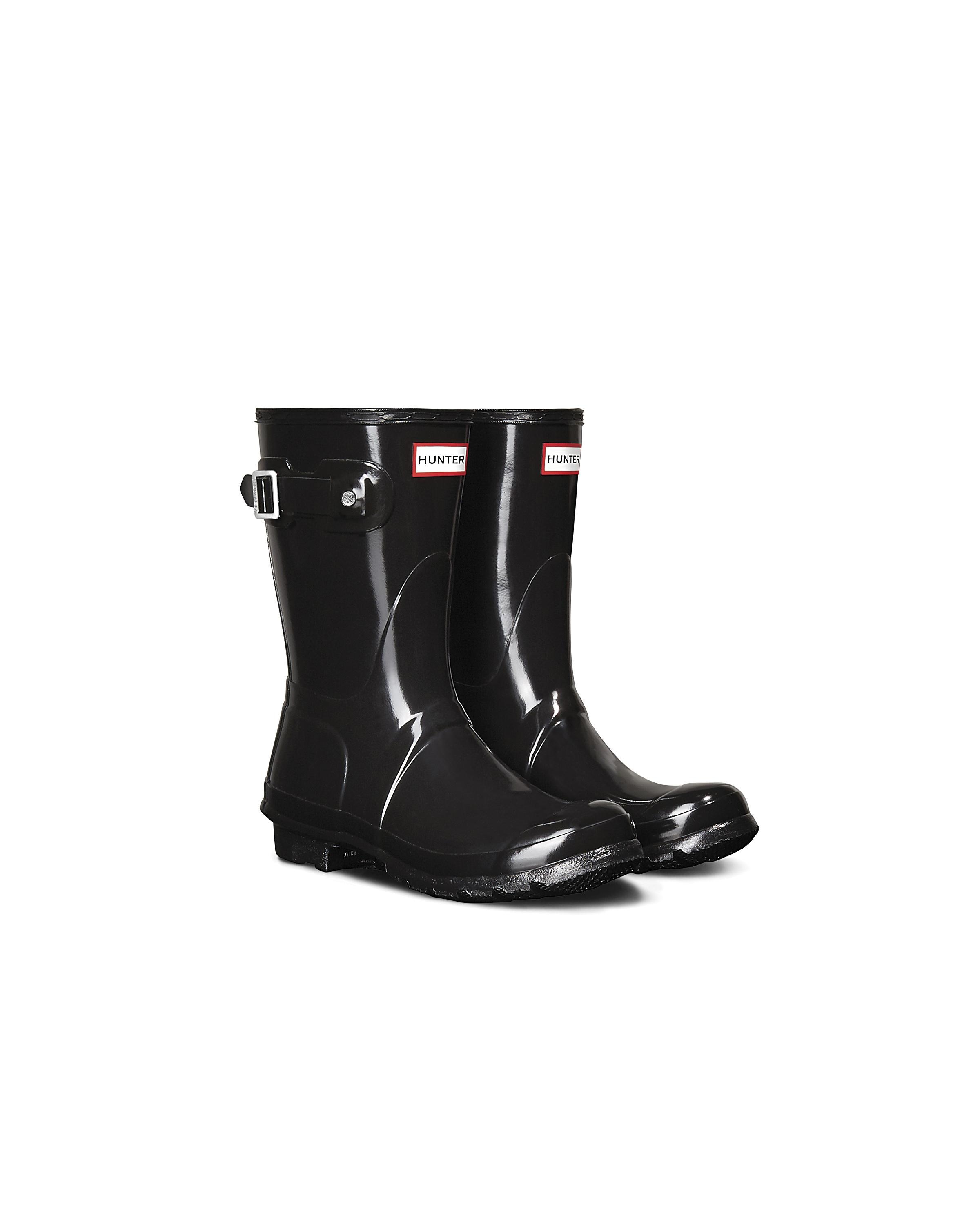 Botas de agua de mujer original short con hebilla y acabado gloss - Hunter - Negro Negro-3