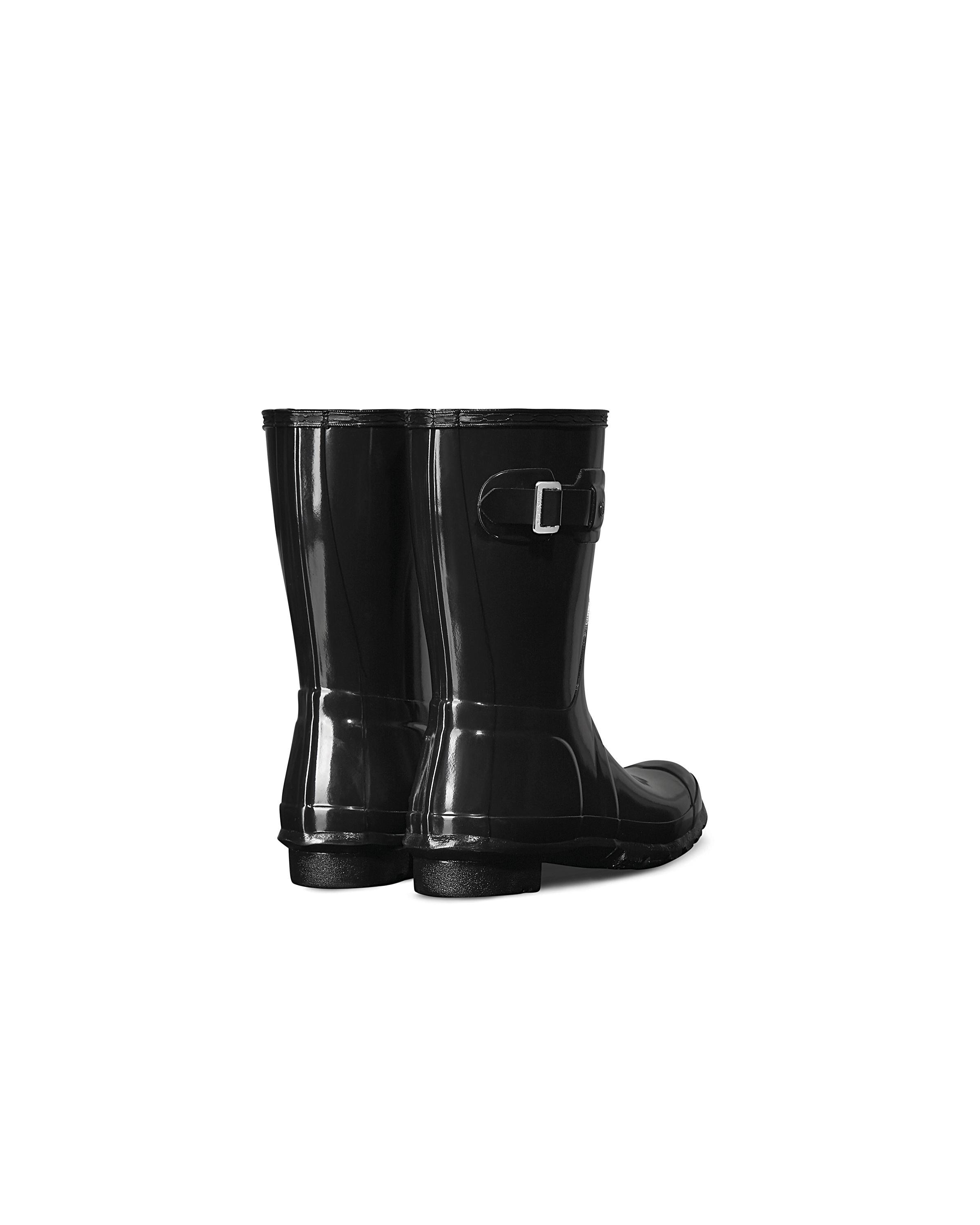 Botas de agua de mujer original short con hebilla y acabado gloss - Hunter - Negro Negro-2