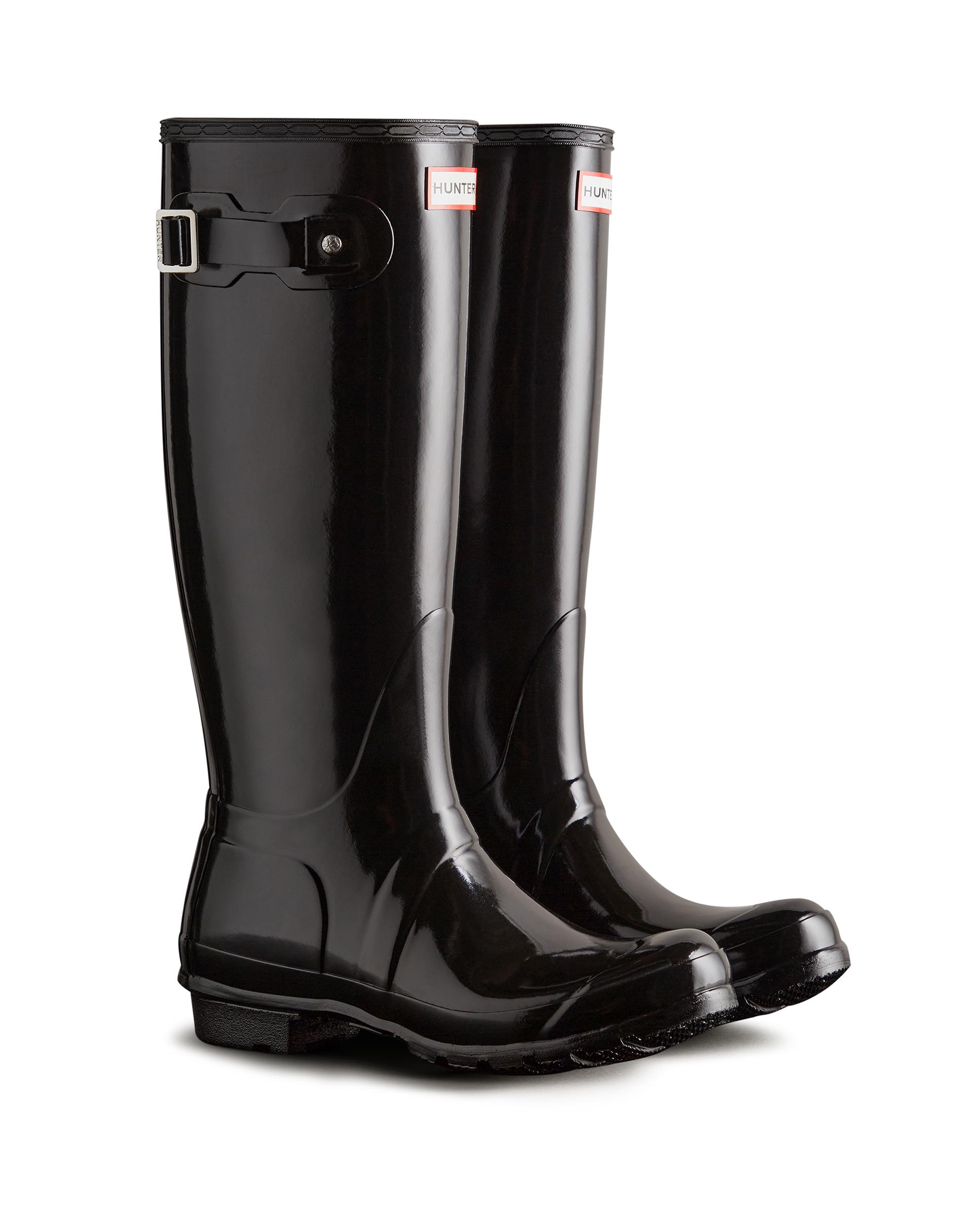Botas de agua de mujer Hunter Original de caña alta y estampado brillante - Negro Negro-3
