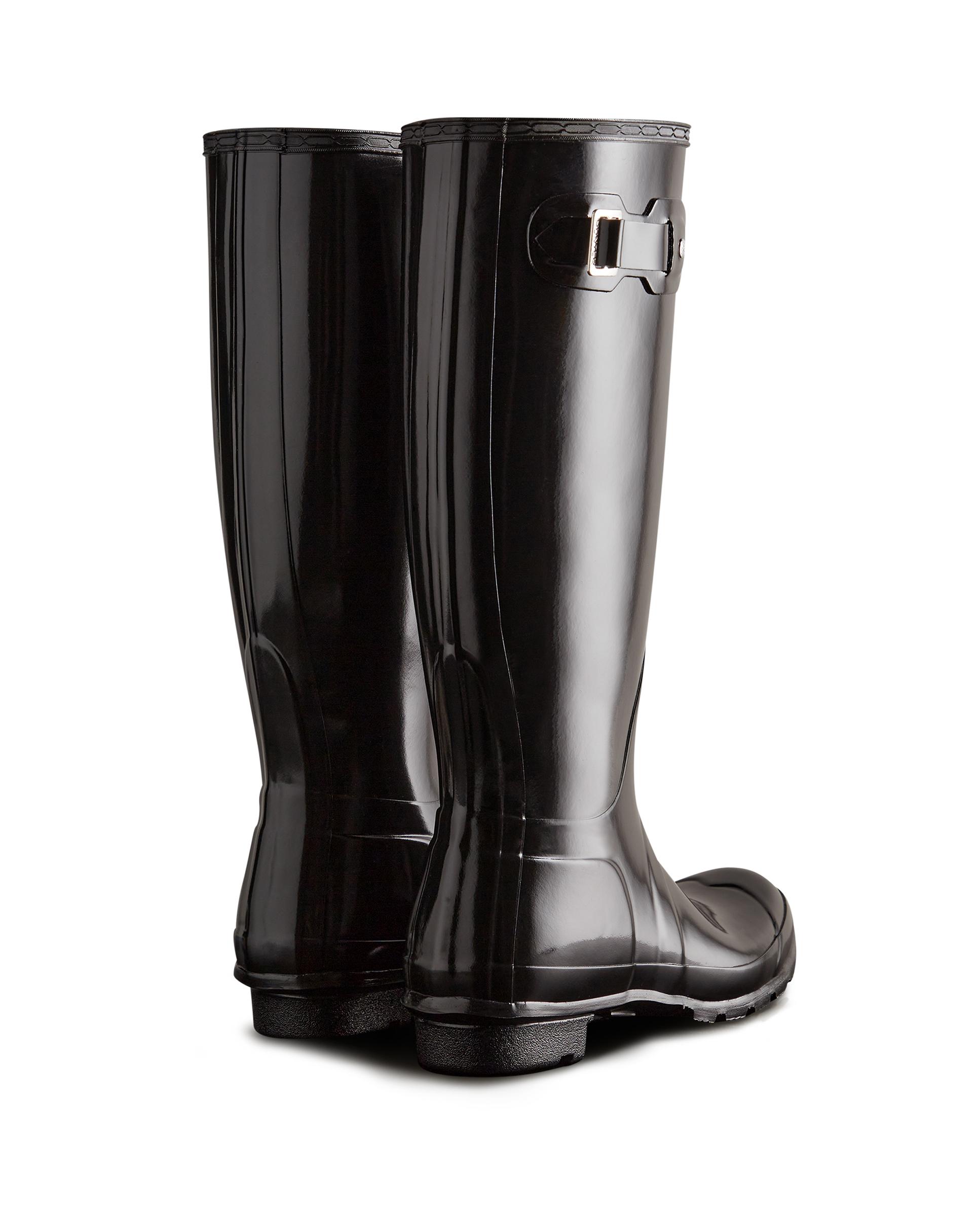 Botas de agua de mujer Hunter Original de caña alta y estampado brillante - Negro Negro-2