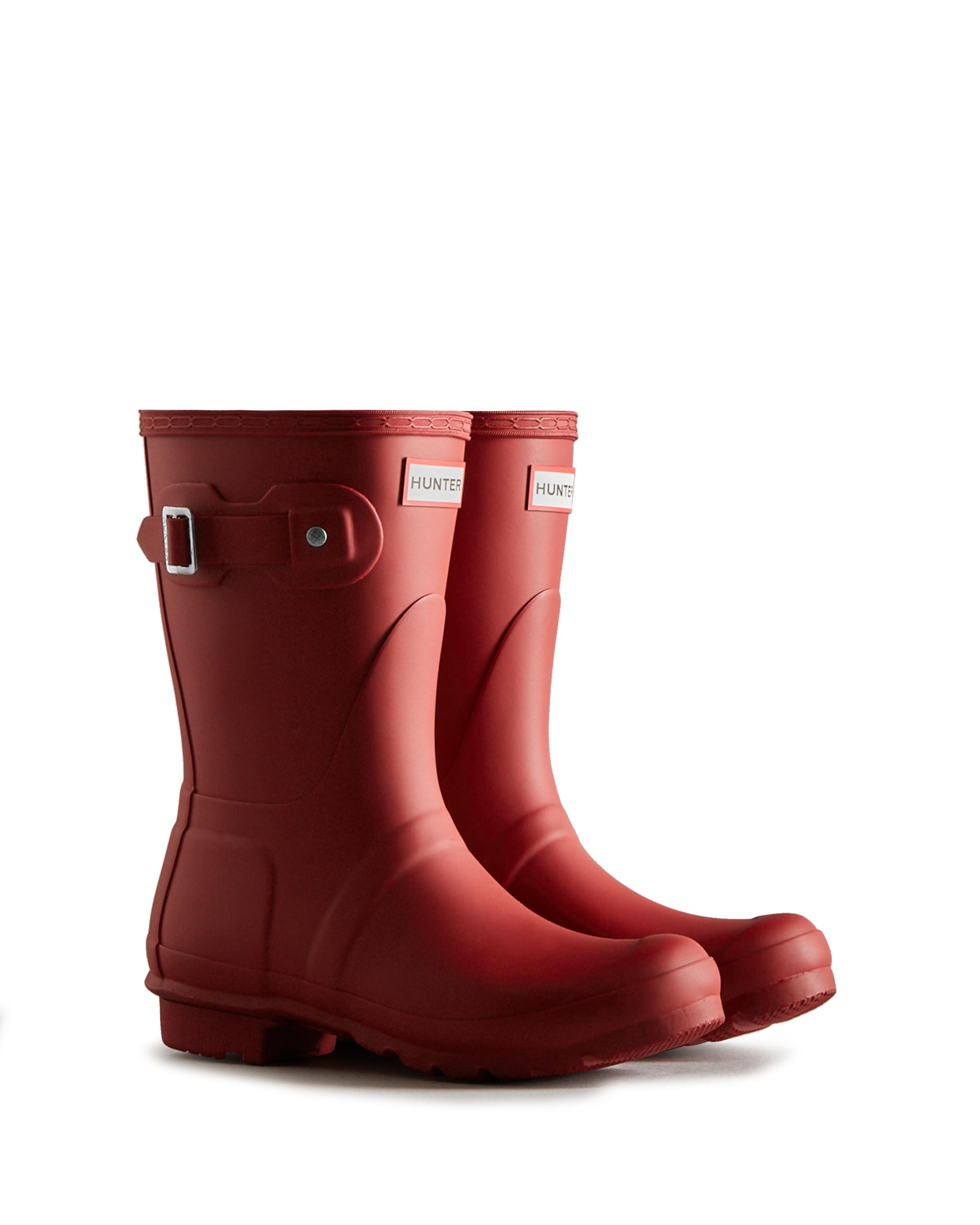 Botas de agua Original Cortas de mujer con acabado mate y detalle de hebilla lateral - Hunter - Rojo Rojo-4