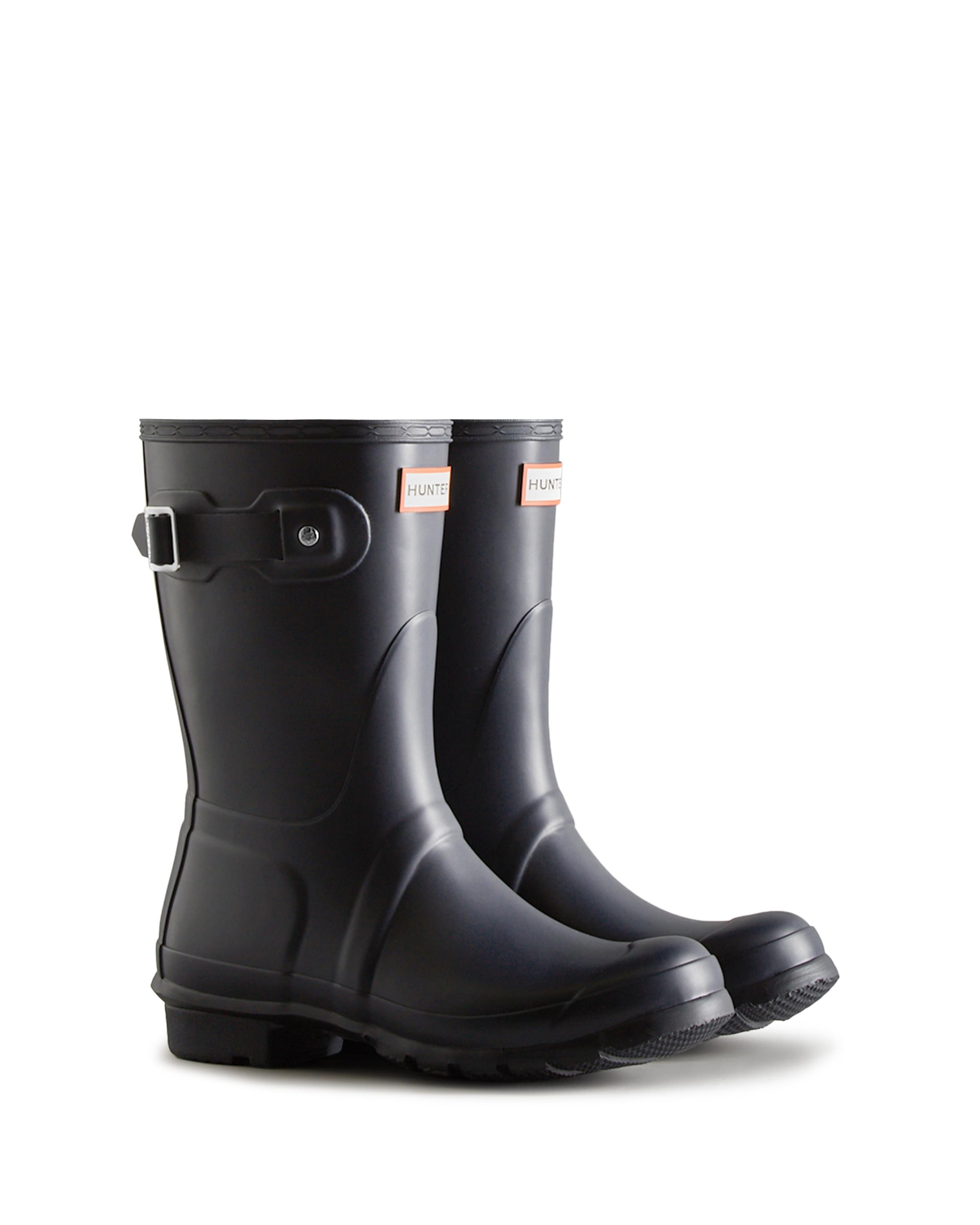 Botas de agua de mujer de caña corta y caucho natural - Hunter - Azul oscuro Azul oscuro-3