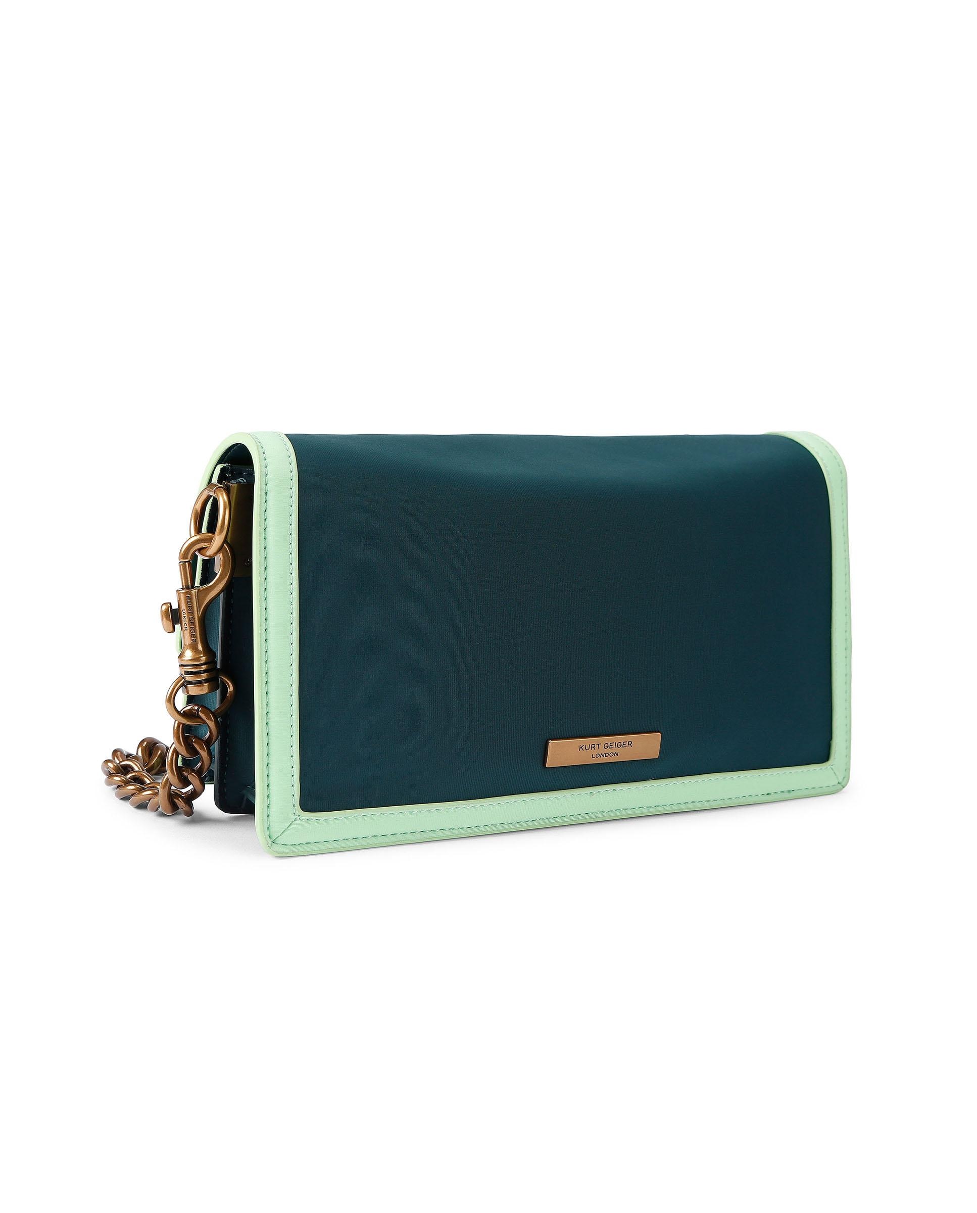 Bolso de hombro de nylon con grandes cristales - Kurt Geiger - Verde azulado Verde azulado-3