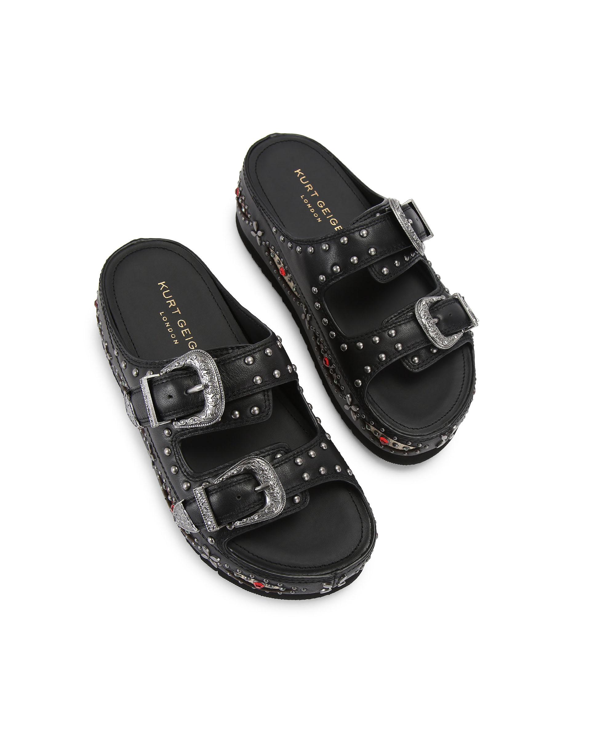 Sandalia de tacón de mujer de piel y con plataforma - Kurt Geiger - Negro Negro-2