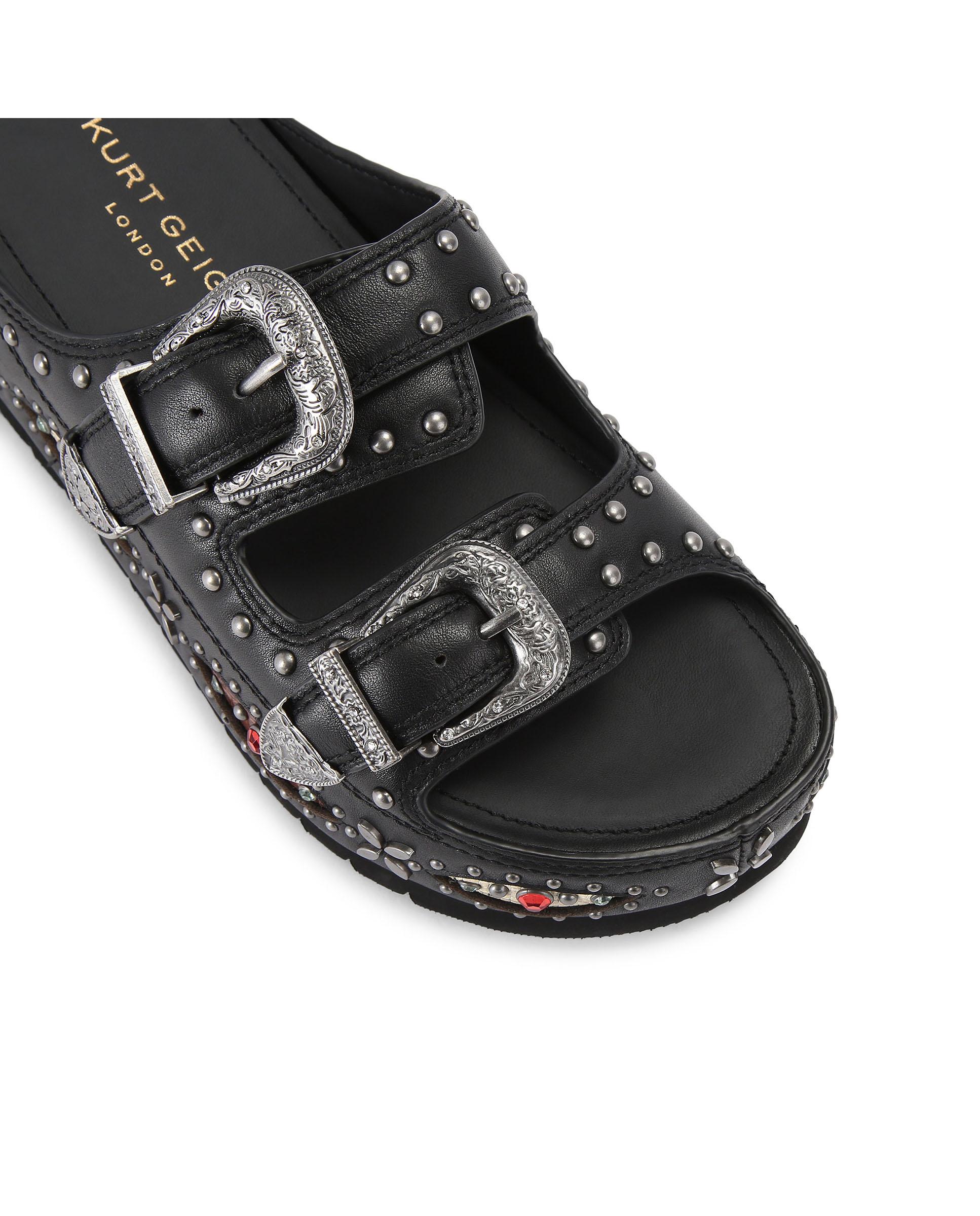 Sandalia de tacón de mujer de piel y con plataforma - Kurt Geiger - Negro Negro-4