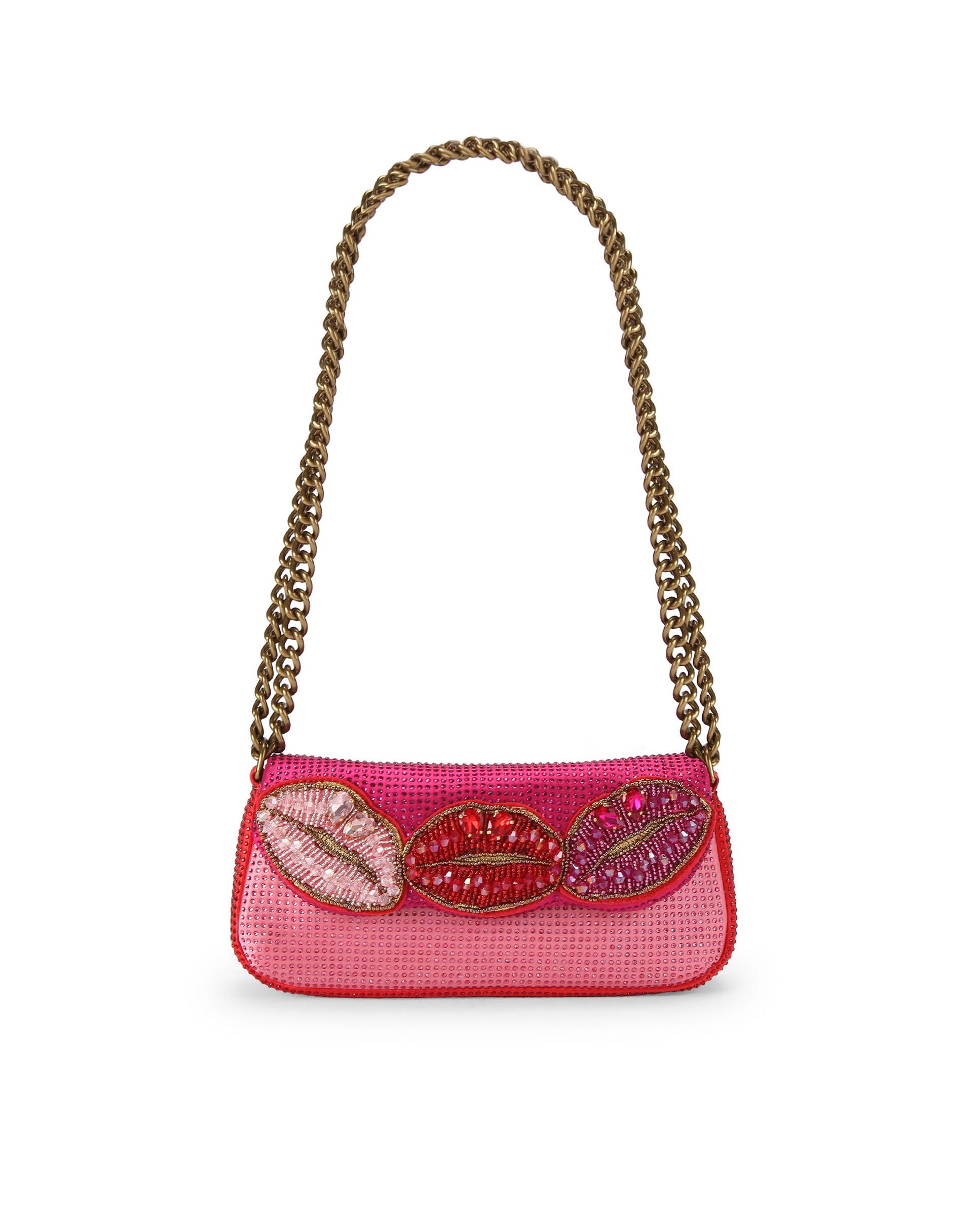 Imagen 0 de Bolsos de hombro pickle con motivos de labios Rosa chicle