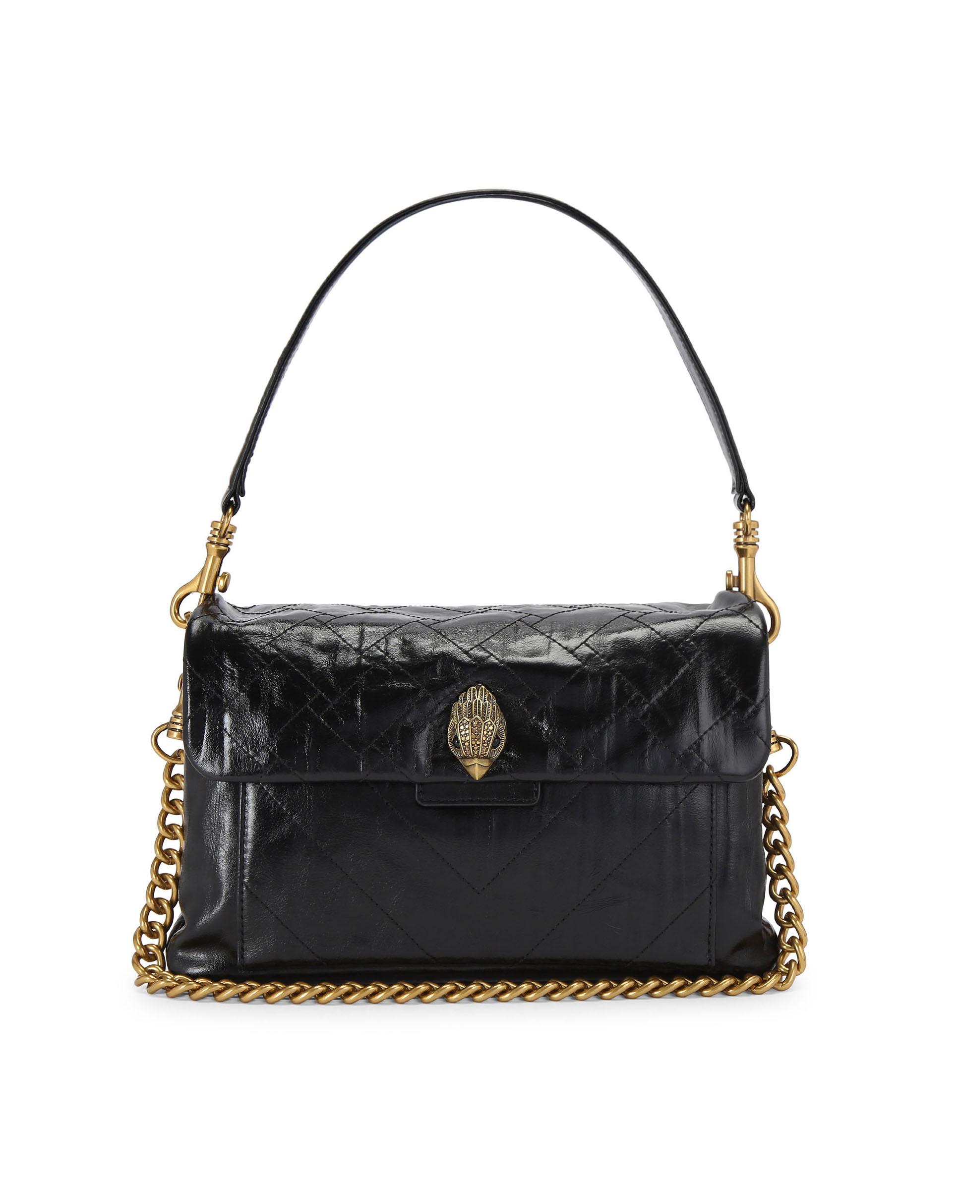 Bolso Kensington en piel con acabado ligeramente brillante y patrón de costuras geométricas - Kurt Geiger - Negro Negro-1