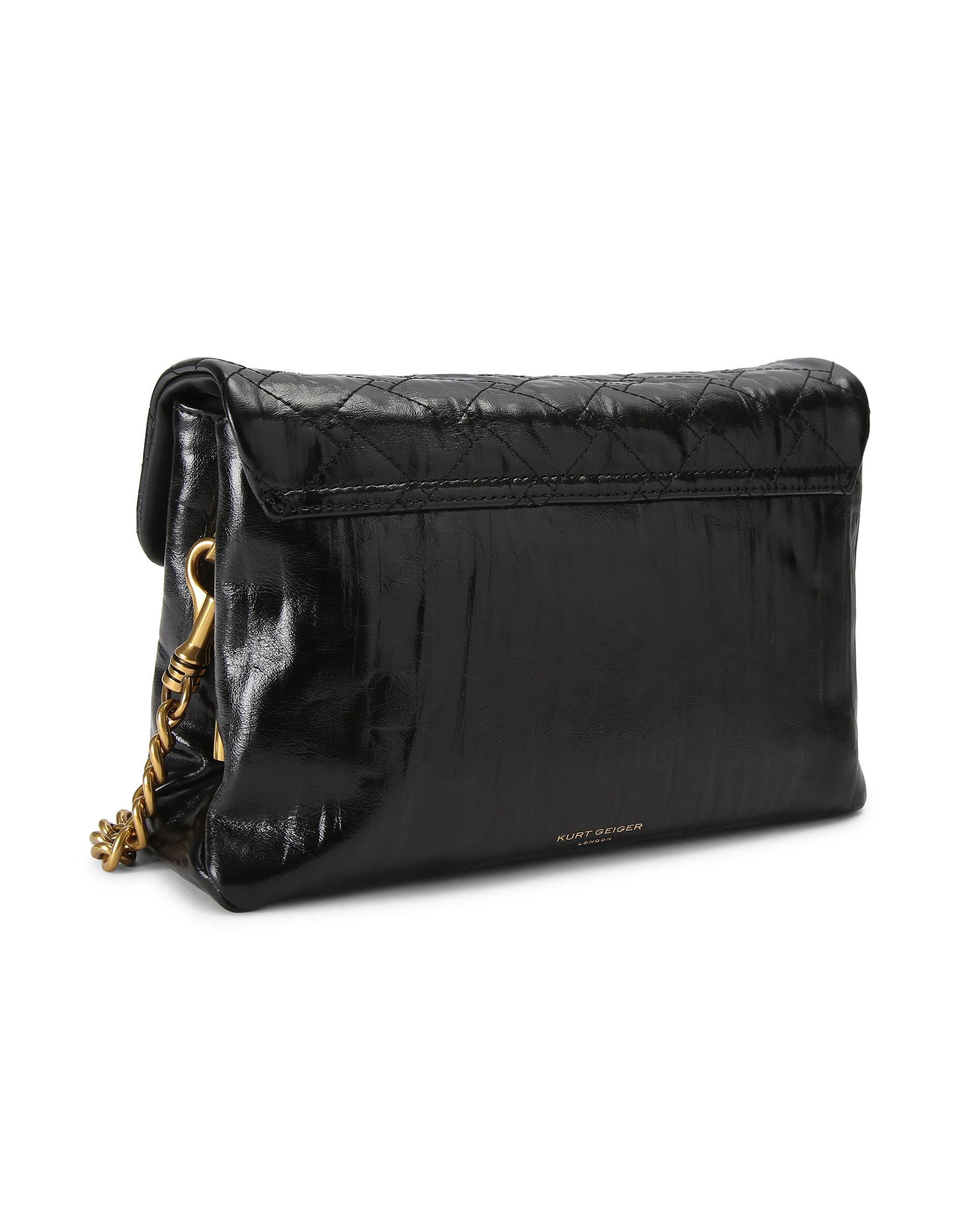 Bolso Kensington en piel con acabado ligeramente brillante y patrón de costuras geométricas - Kurt Geiger - Negro Negro-2