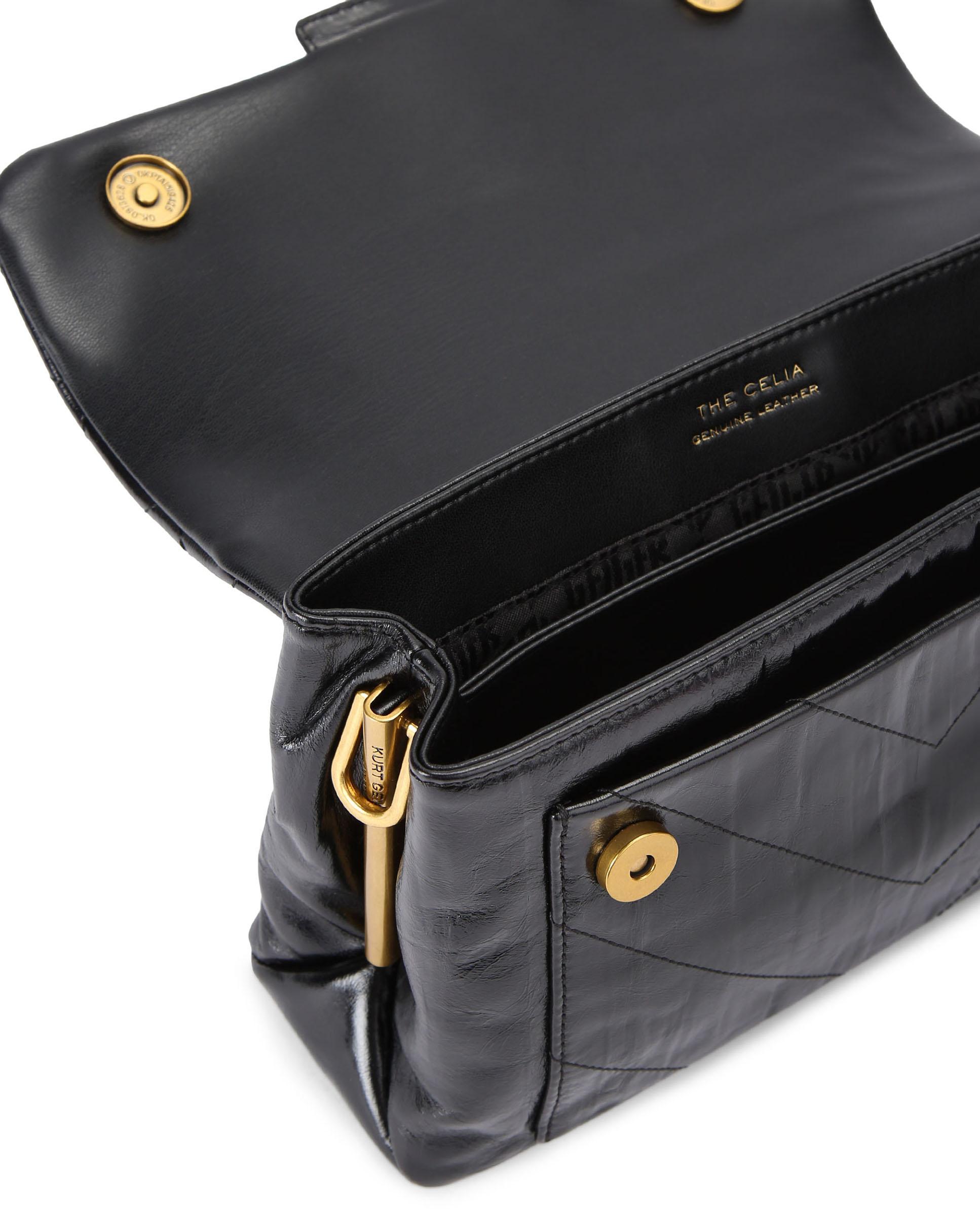 Bolso Kensington en piel con acabado ligeramente brillante y patrón de costuras geométricas - Kurt Geiger - Negro Negro-4