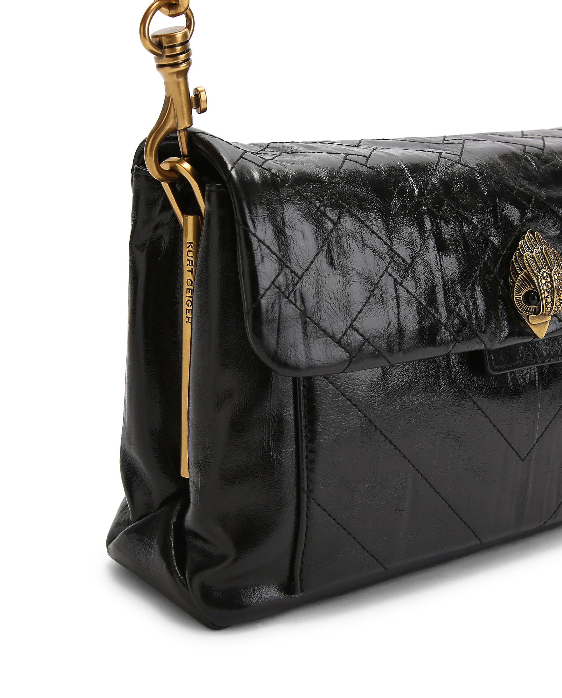 Bolso Kensington en piel con acabado ligeramente brillante y patrón de costuras geométricas - Kurt Geiger - Negro Negro-5