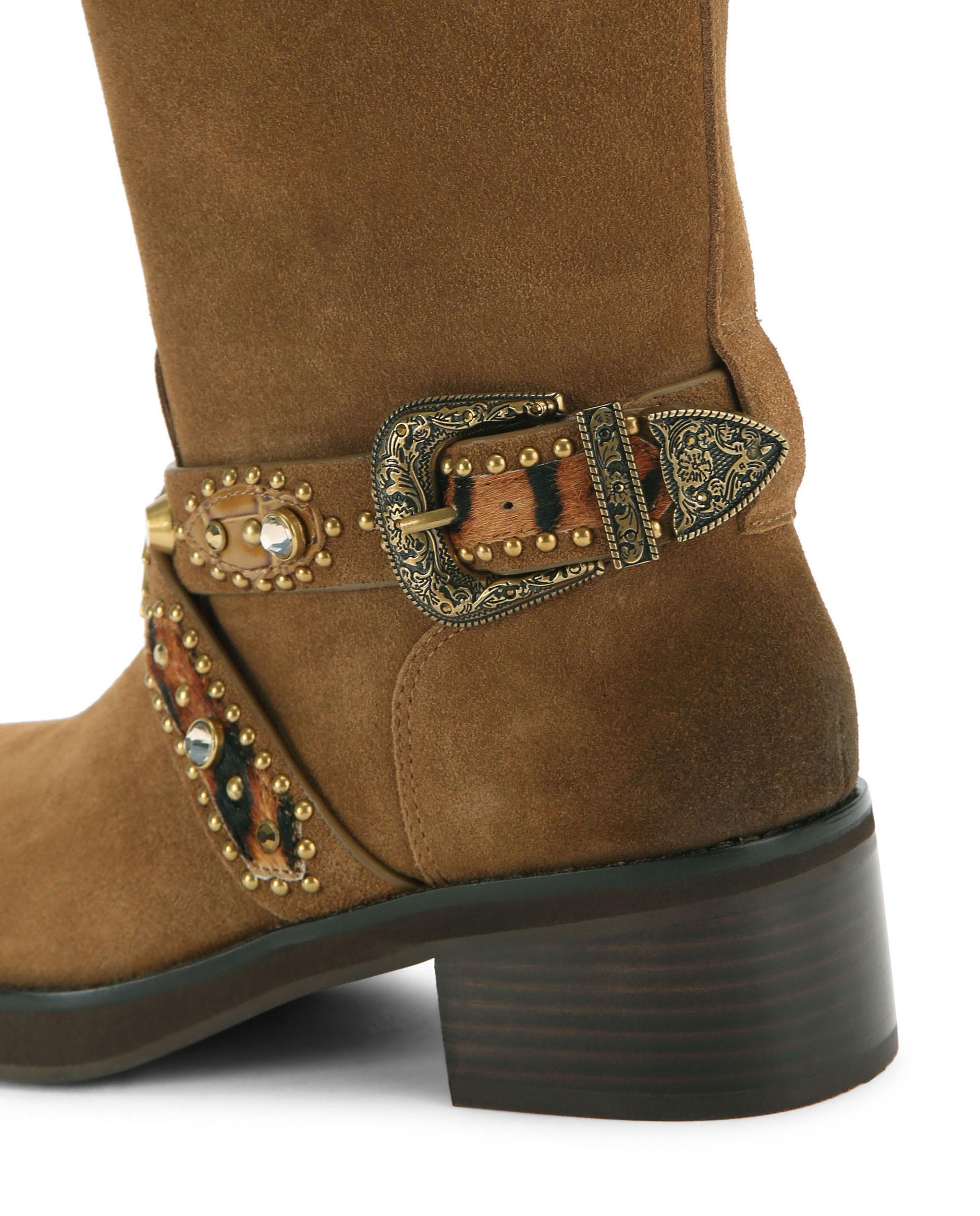 Bota de mujer de ante y caña media - Kurt Geiger - Marrón Marrón-4