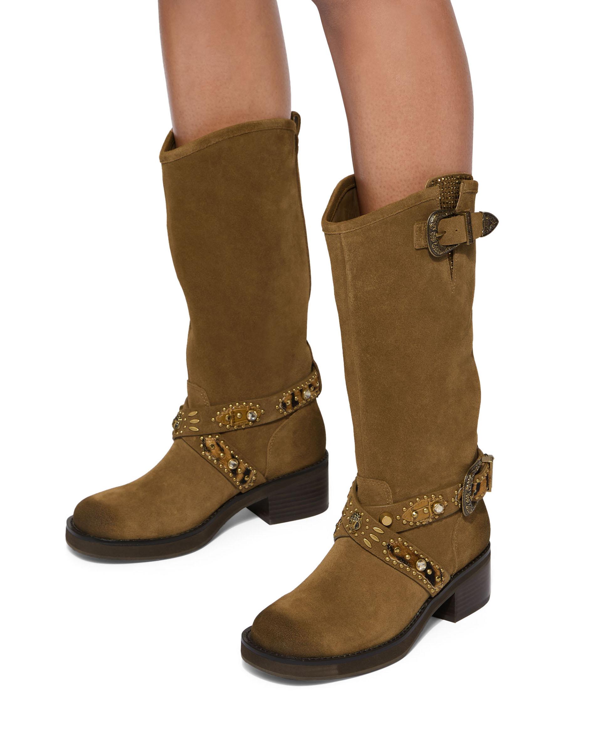 Bota de mujer de ante y caña media - Kurt Geiger - Marrón Marrón-6