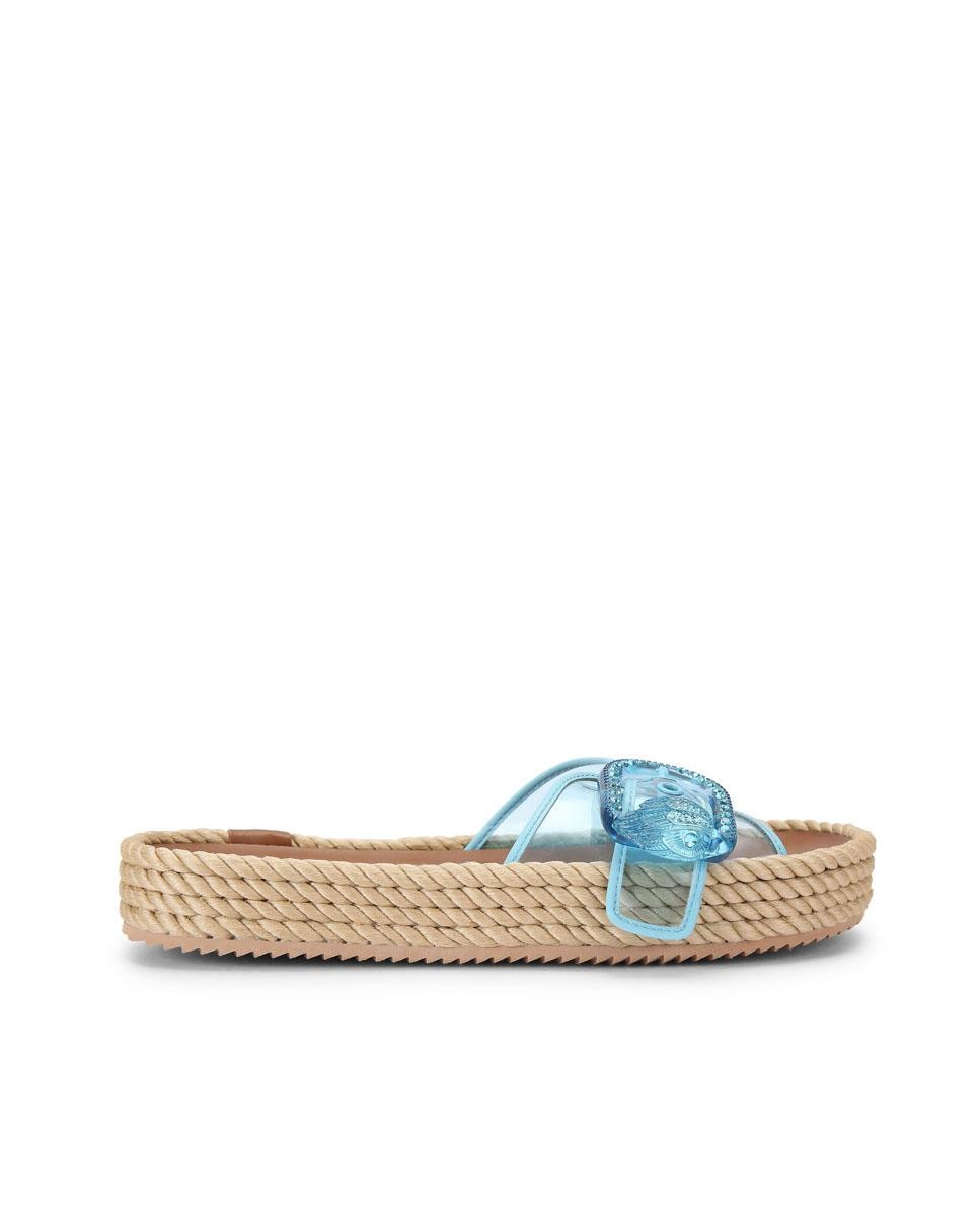 Kurt Geiger - Sandalias planas de mujer mayfair rope slide con hebilla.
