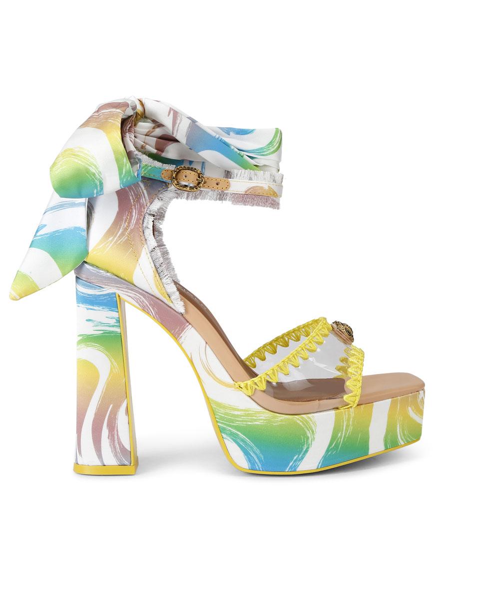 Kurt Geiger - Sandalias de mujer de tacón con plataforma con cierre de hebilla vinyl tie platform.