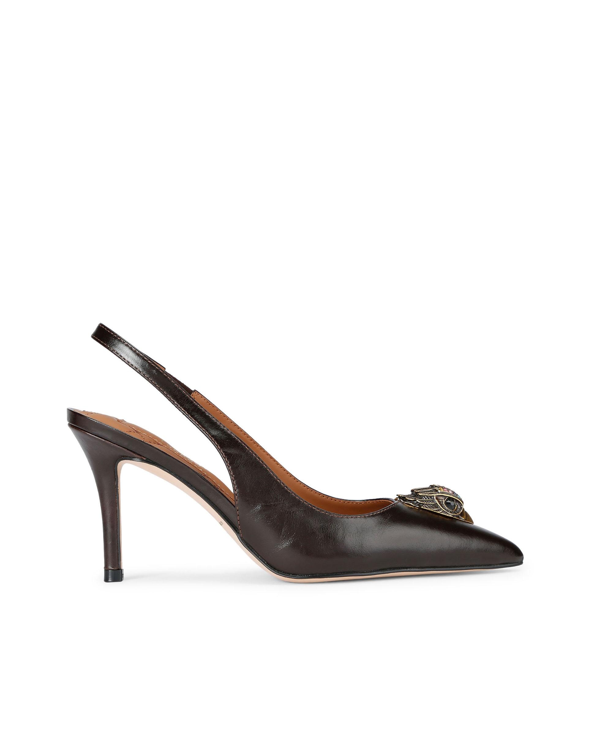 Imagen 0 de Zapato de tacón de mujer destalonado y piel Marrón