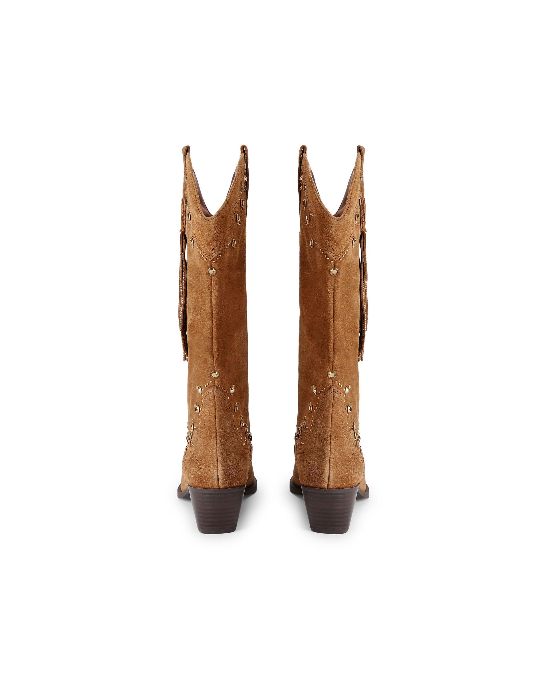 Bota cowboy de mujer de ante y caña alta - Kurt Geiger - Marrón Marrón-3