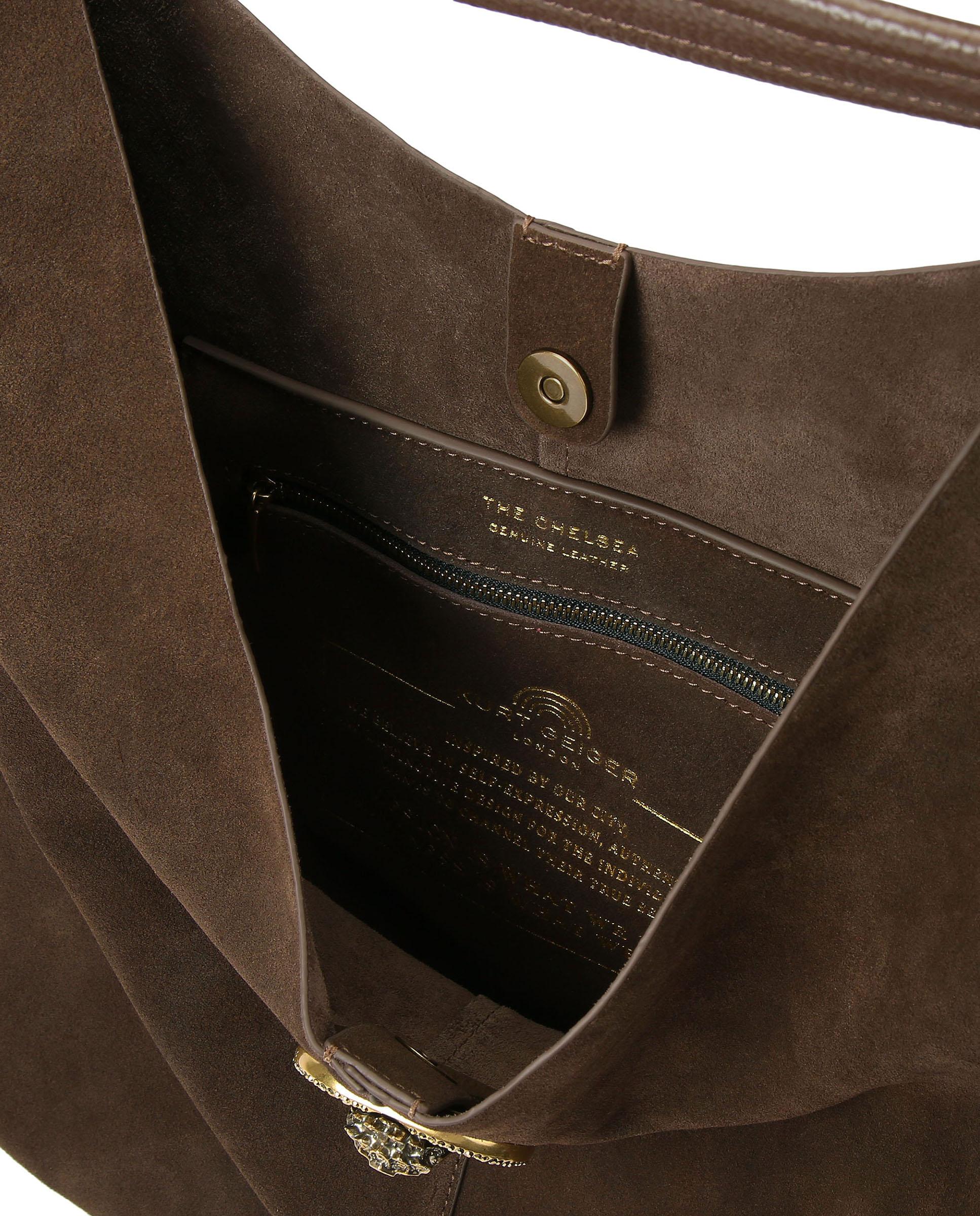 Bolso de hombro grande de ante - Kurt Geiger - Marrón oscuro Marrón oscuro-5