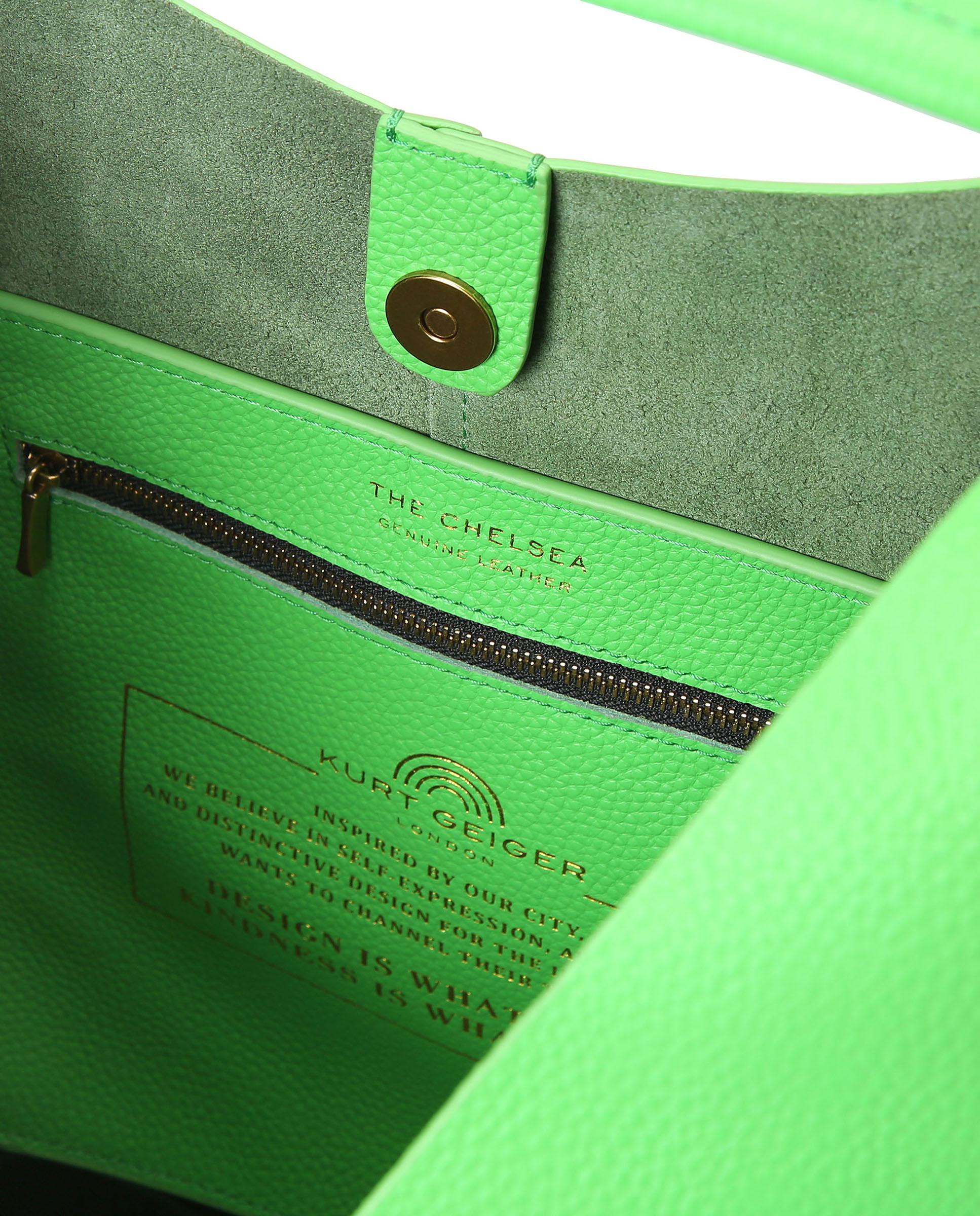Bolso de hombro grande de ante - Kurt Geiger - Verde flúor Verde flúor-4