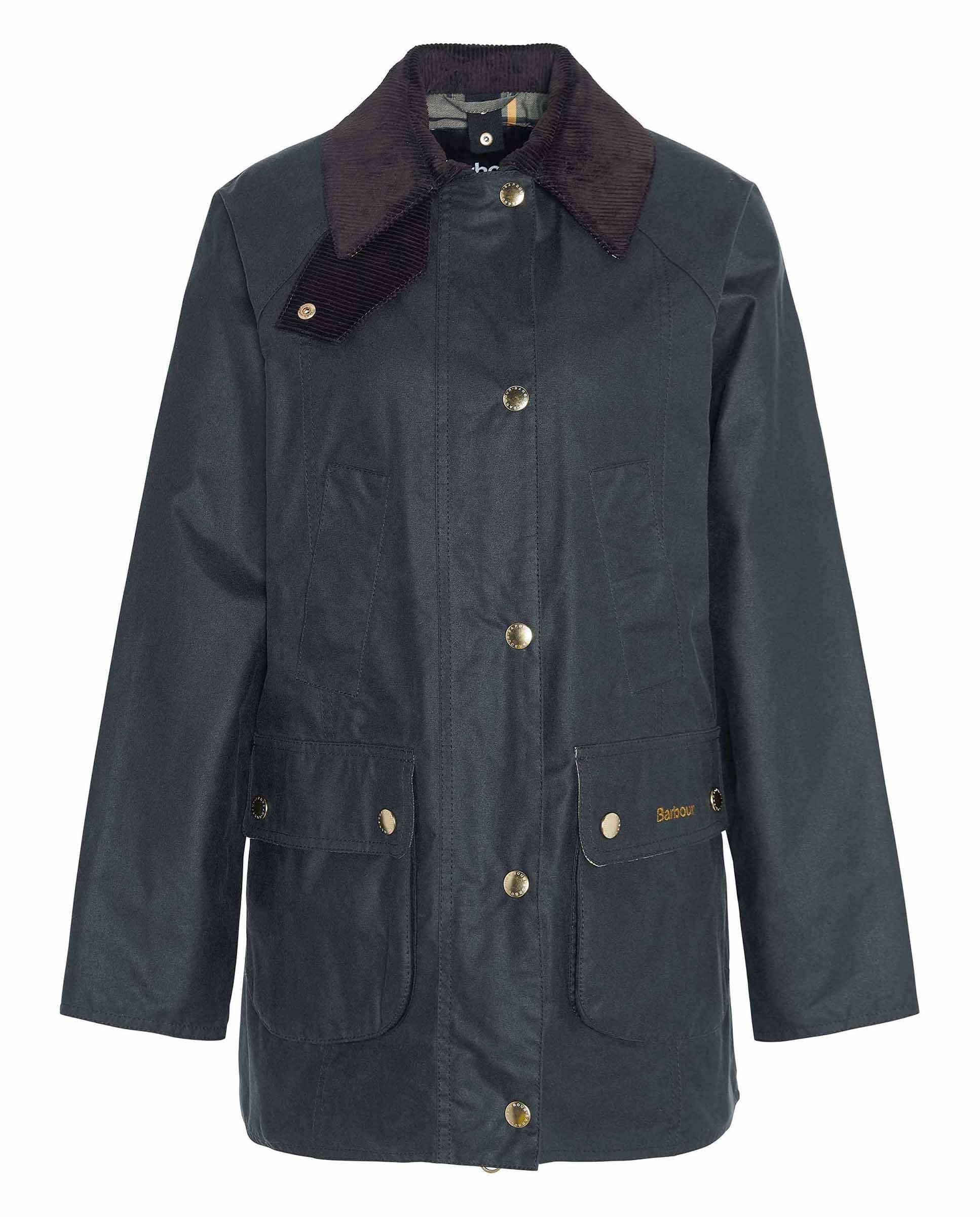 Chaqueta de mujer encerada beadnell con corte regular y cuello de pana - Barbour - Azul marino Azul marino-8