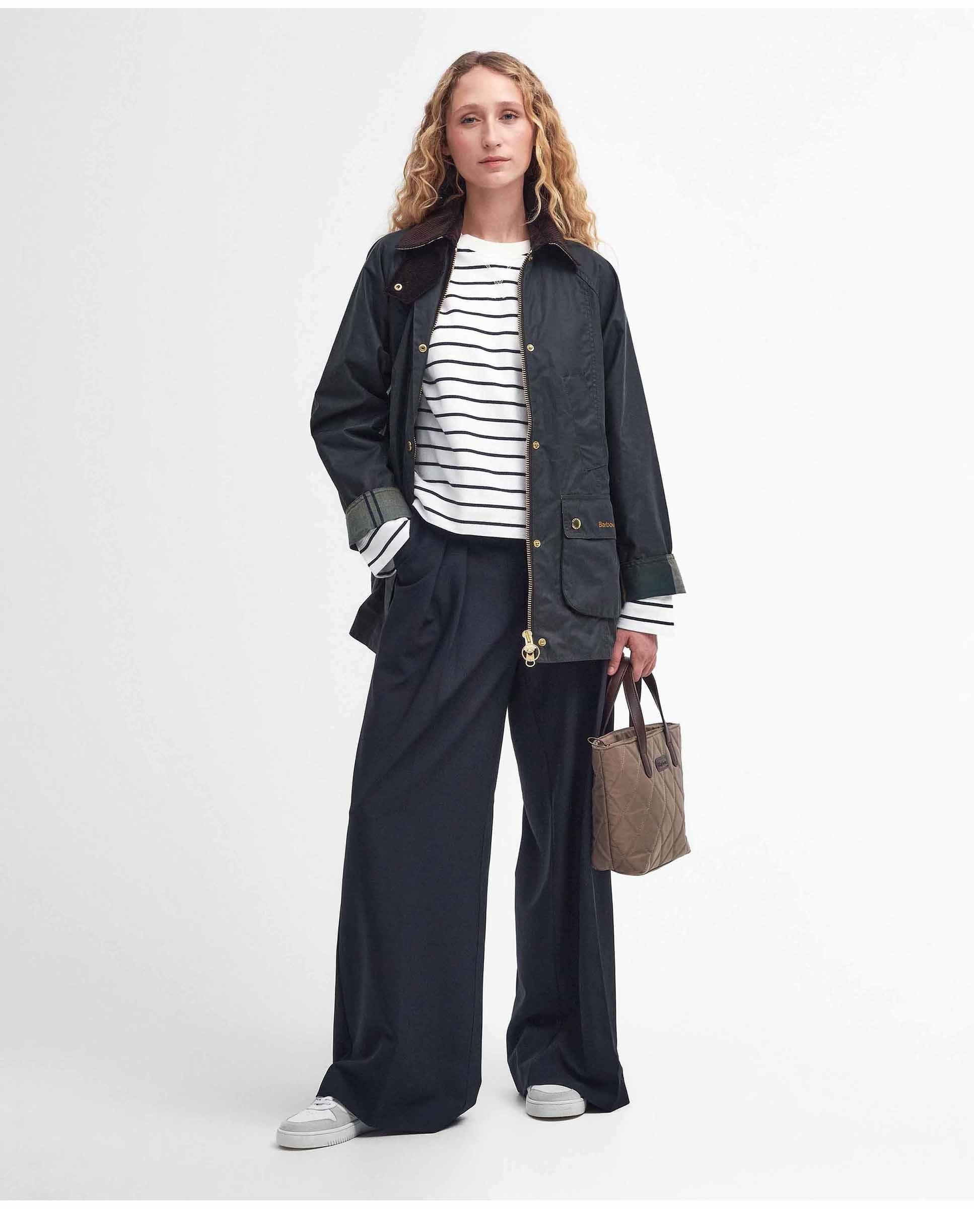 Chaqueta de mujer encerada beadnell con corte regular y cuello de pana - Barbour - Azul marino Azul marino-2