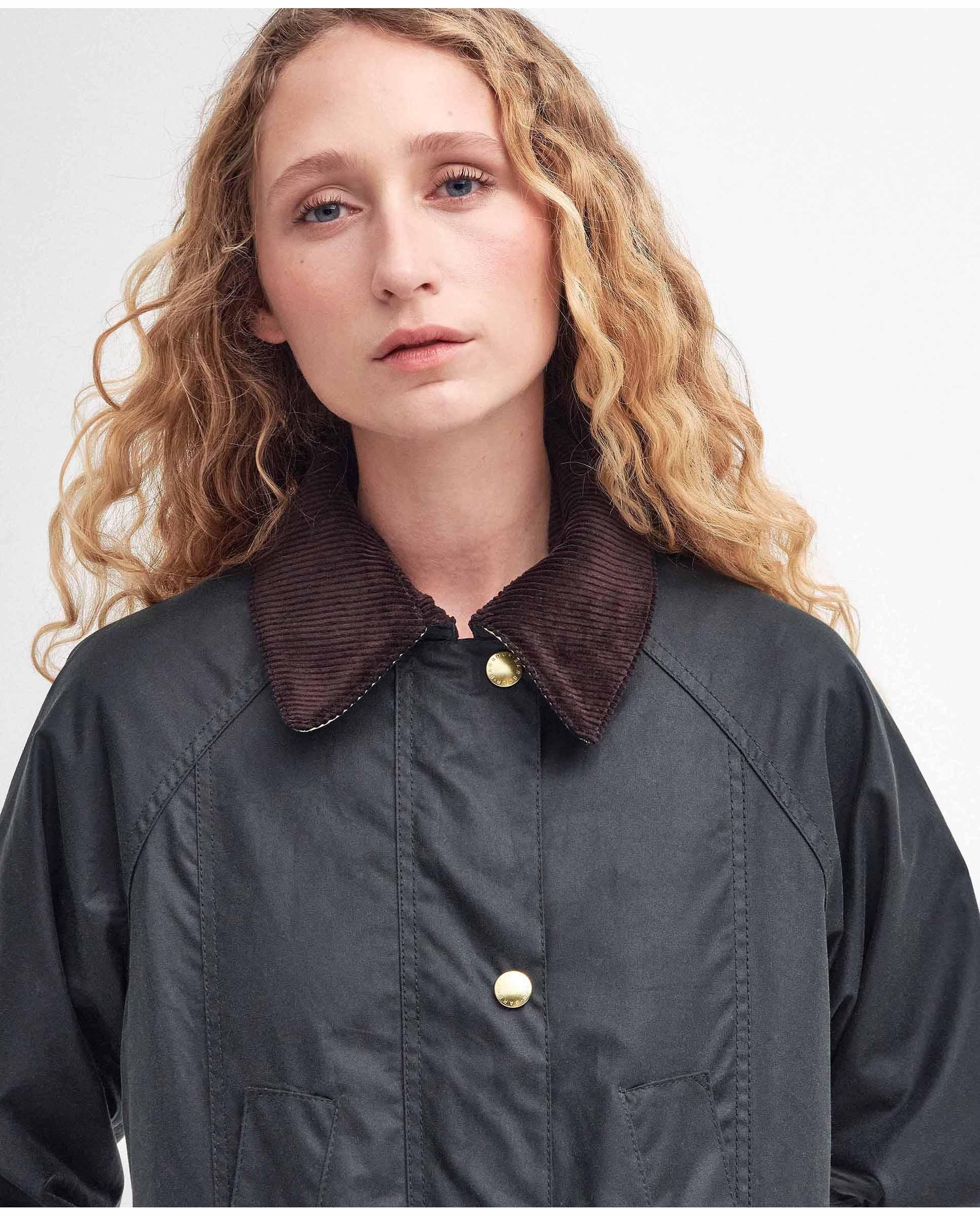 Chaqueta de mujer encerada beadnell con corte regular y cuello de pana - Barbour - Azul marino Azul marino-4