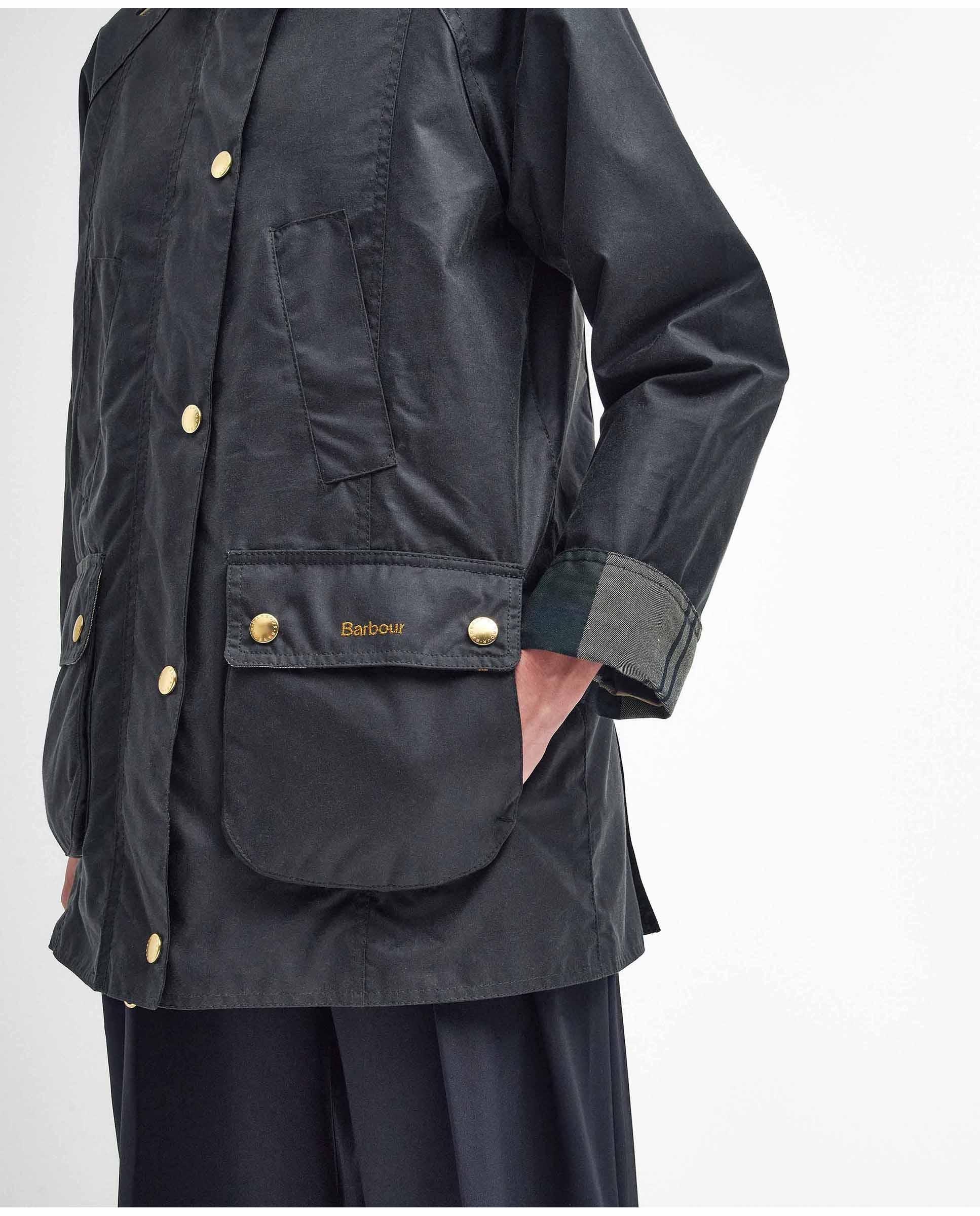 Chaqueta de mujer encerada beadnell con corte regular y cuello de pana - Barbour - Azul marino Azul marino-7