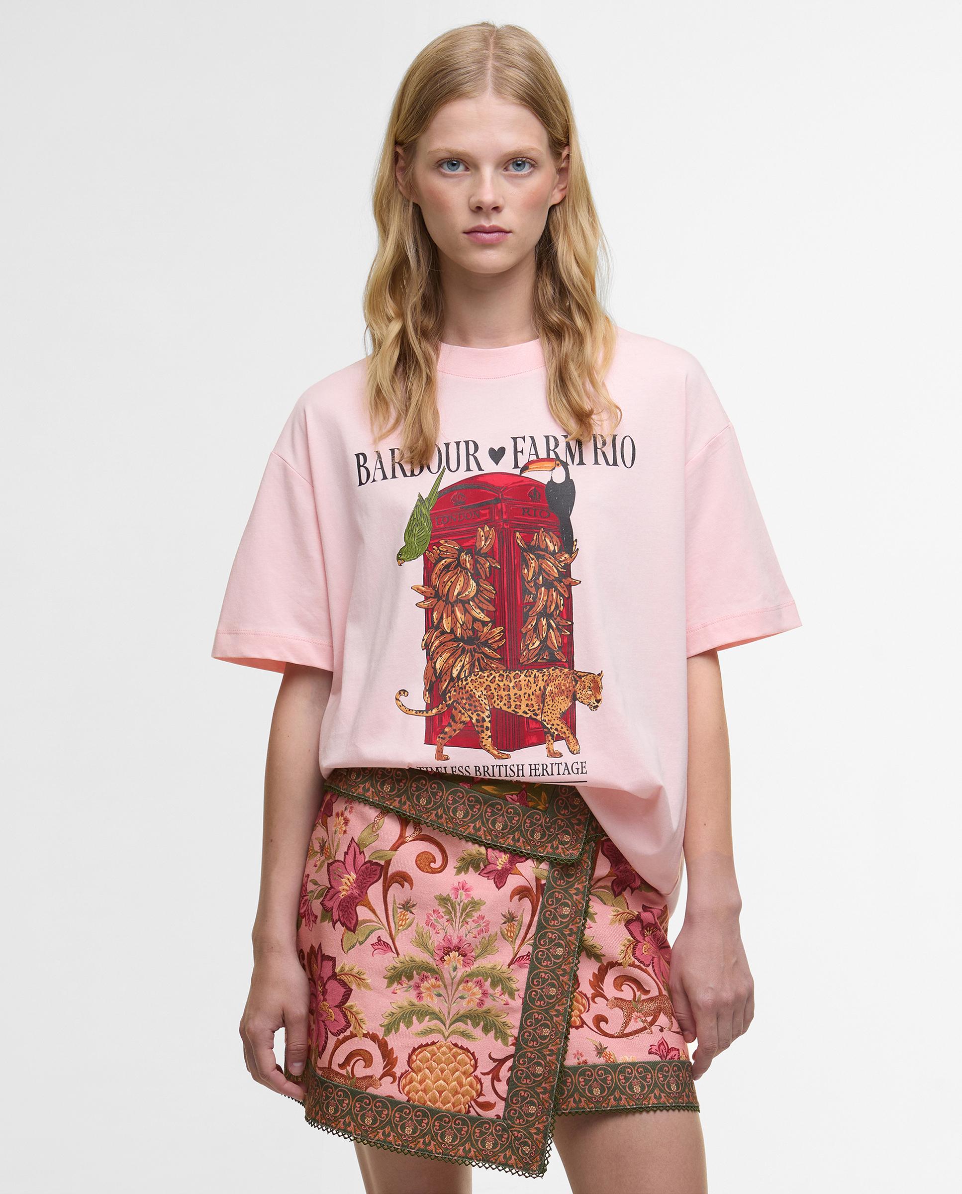 Camiseta de mujer de manga corta y cuello redondo - Barbour - Rosa Rosa-1